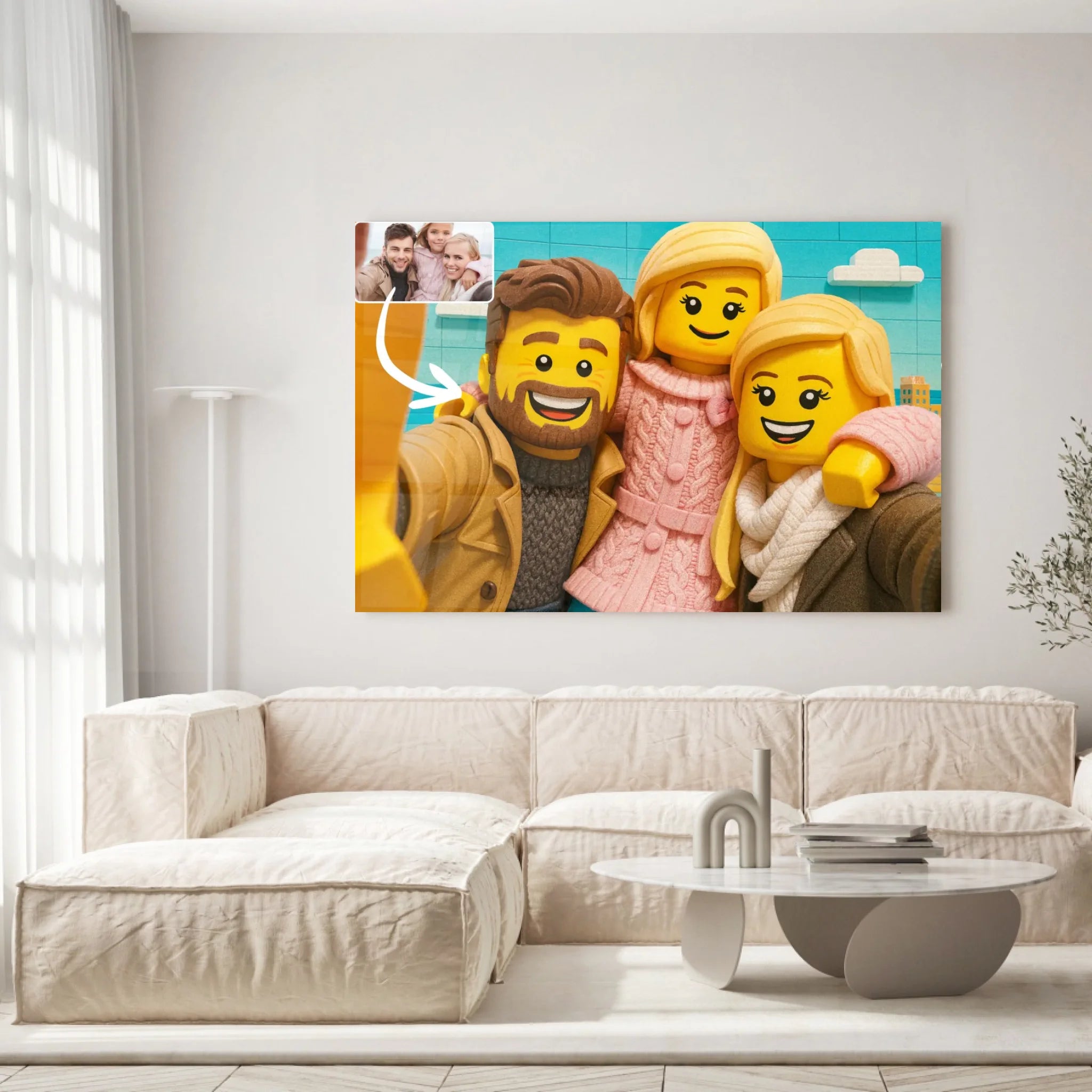 Portrait horizontal personnalisé style LEGO 3D Toile Unique