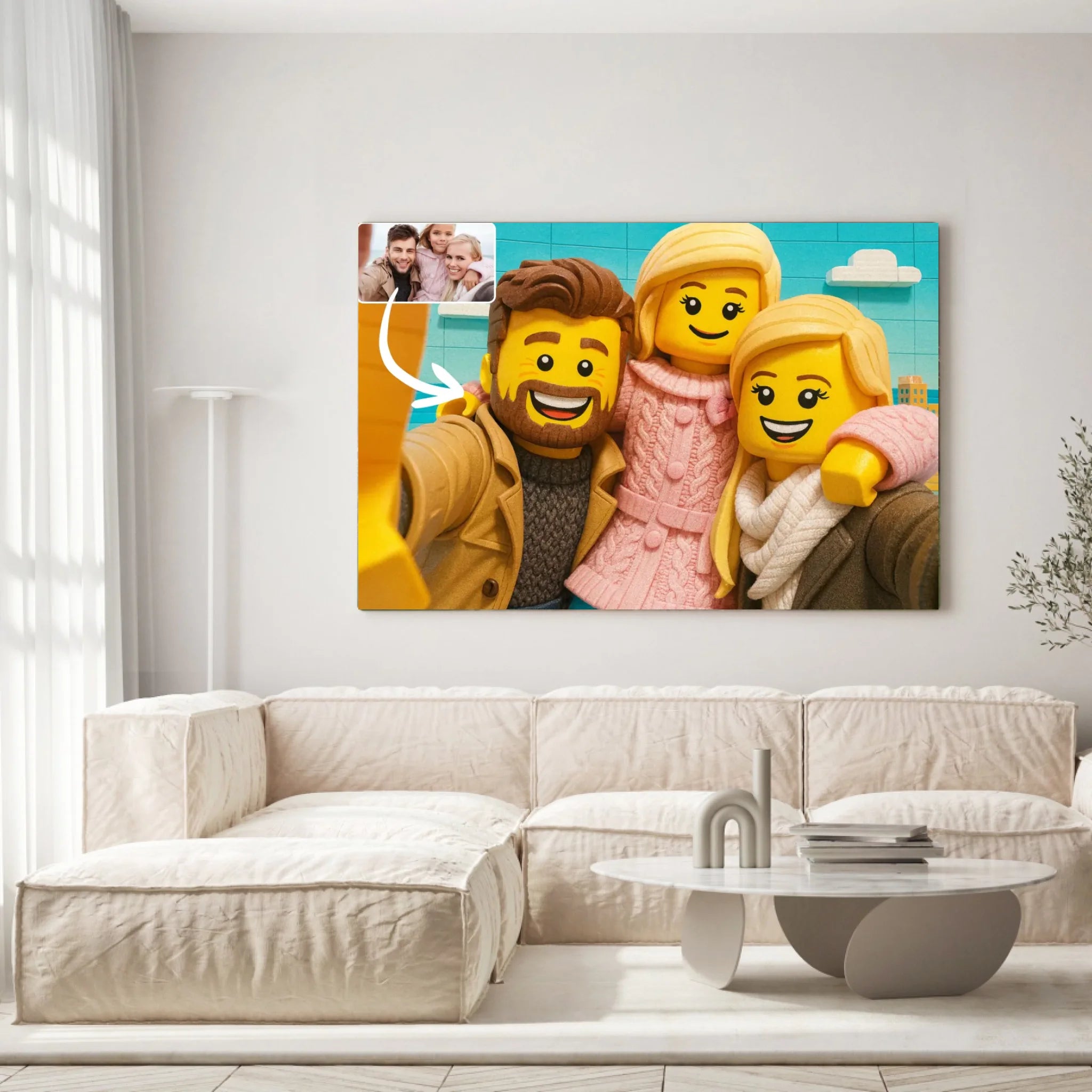 Portrait horizontal personnalisé style LEGO 3D Toile Unique