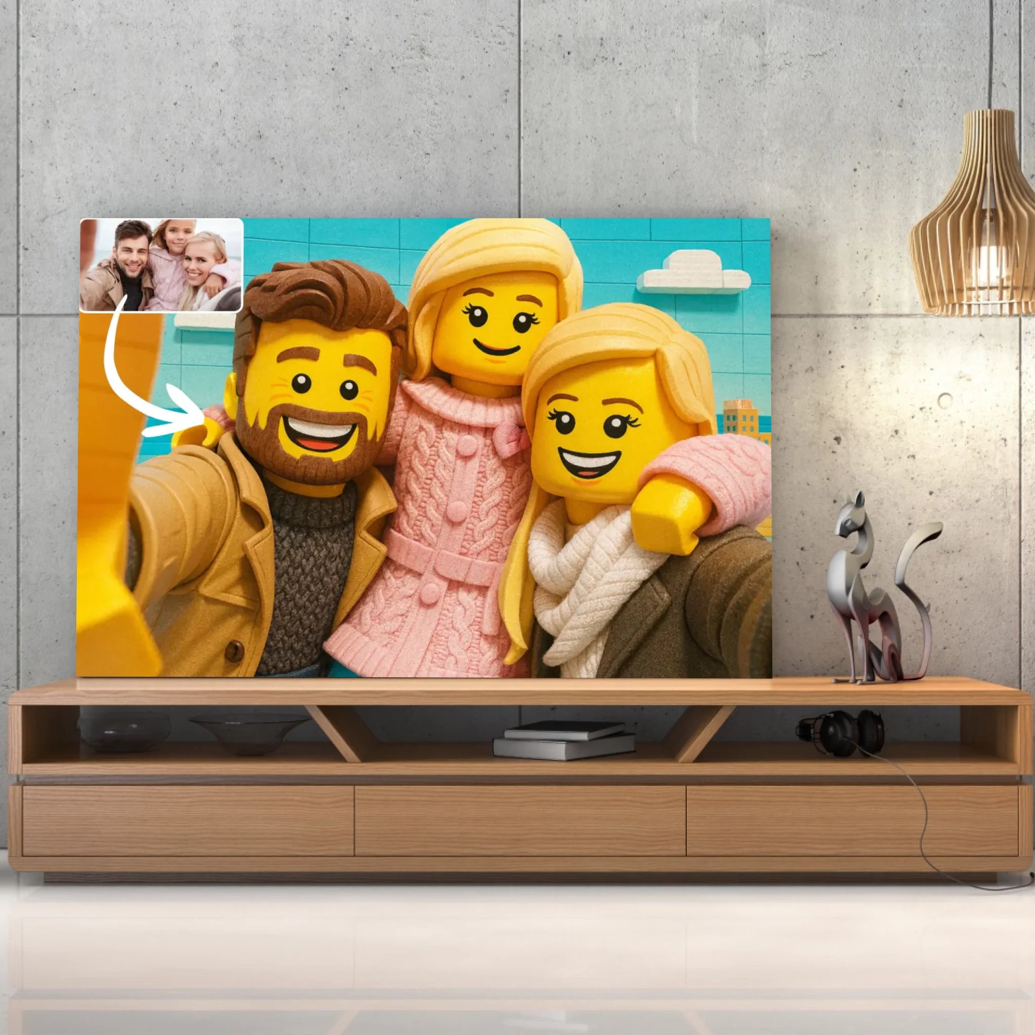 Portrait horizontal personnalisé style LEGO 3D Toile Unique