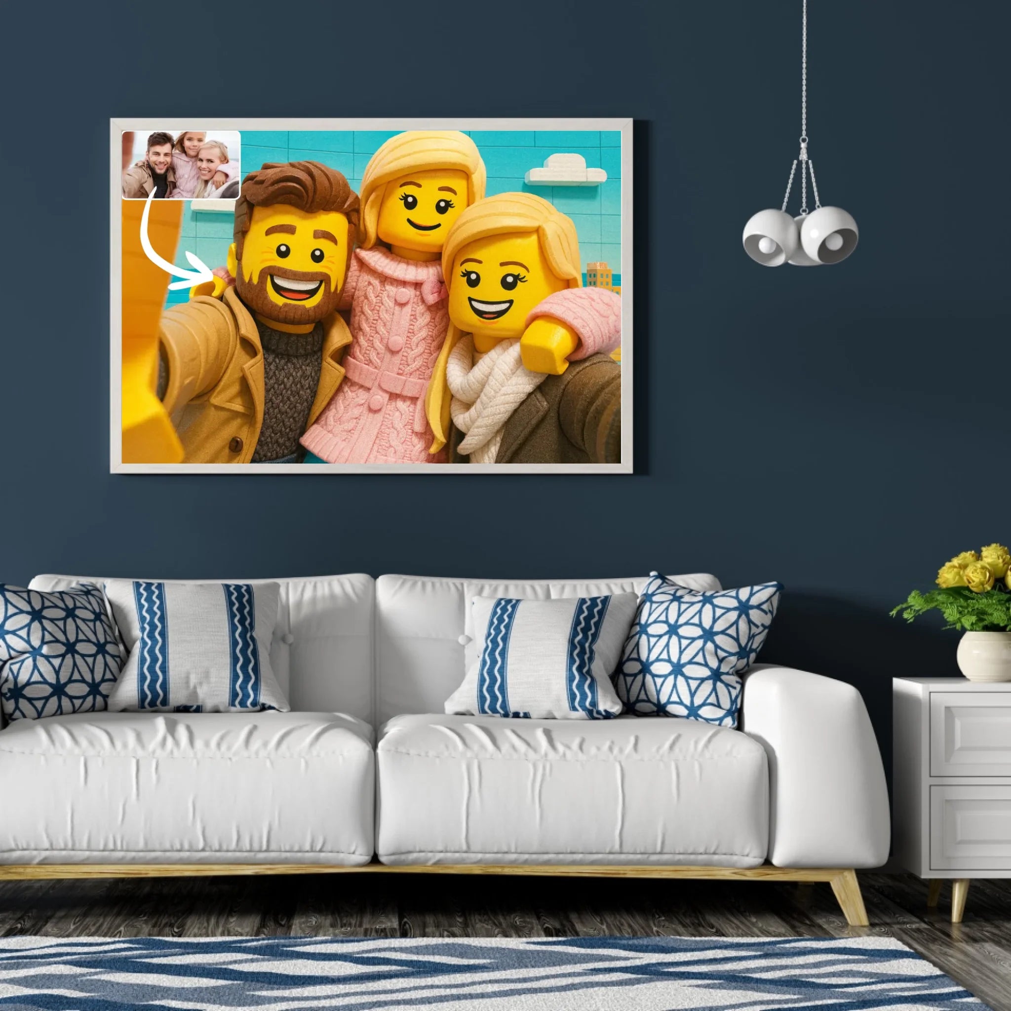 Portrait horizontal personnalisé style LEGO 3D Toile Unique