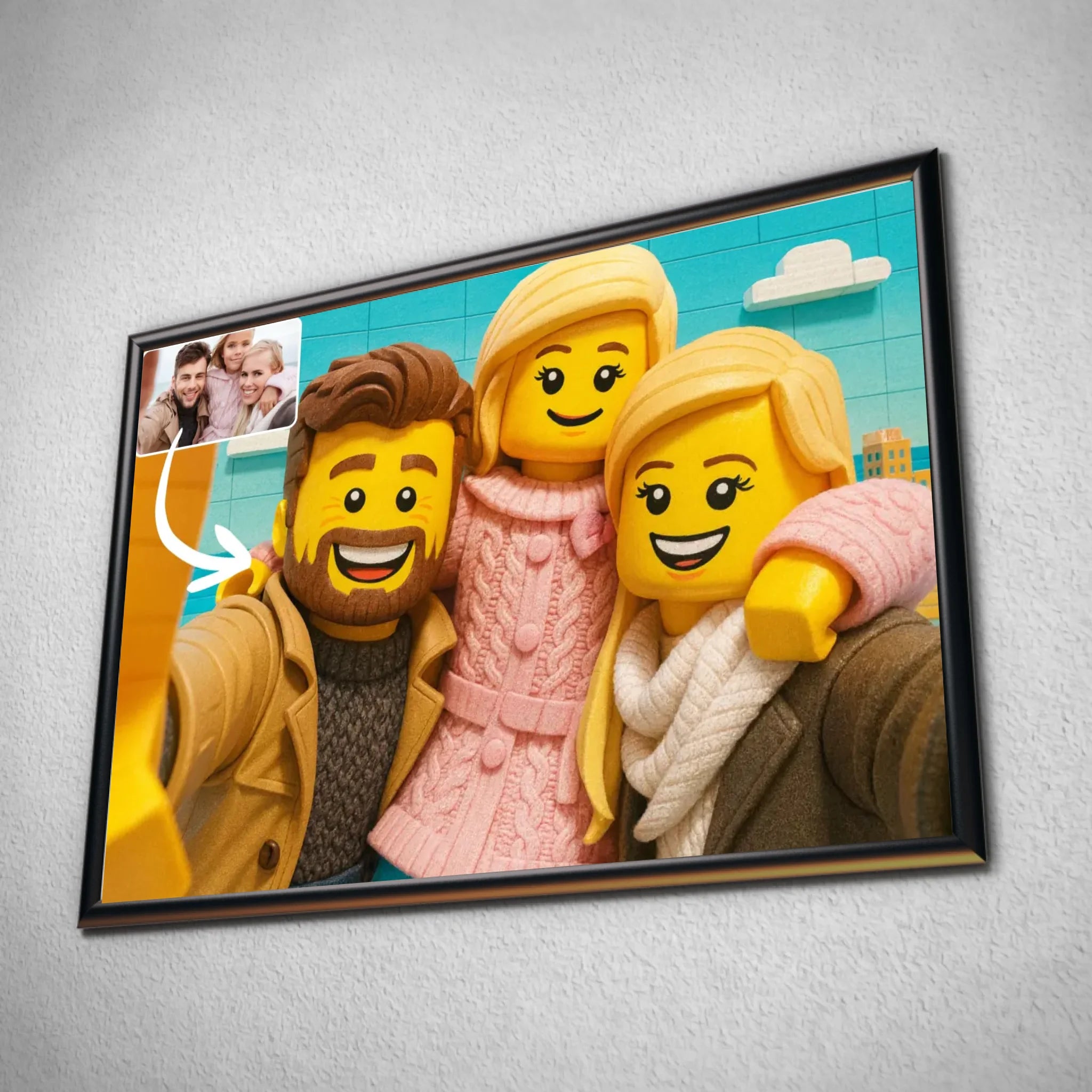 Portrait horizontal personnalisé style LEGO 3D Toile Unique