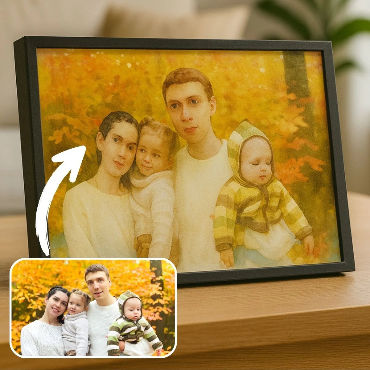 Portrait horizontal personnalisé effet peinture aquarelle Toile Unique