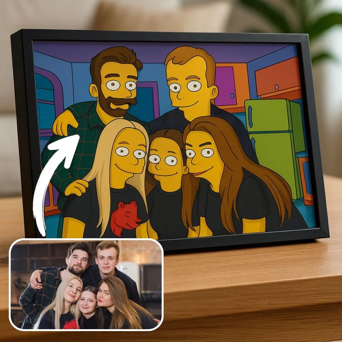 Portrait horizontal personnalisé style Simpsons Toile Unique