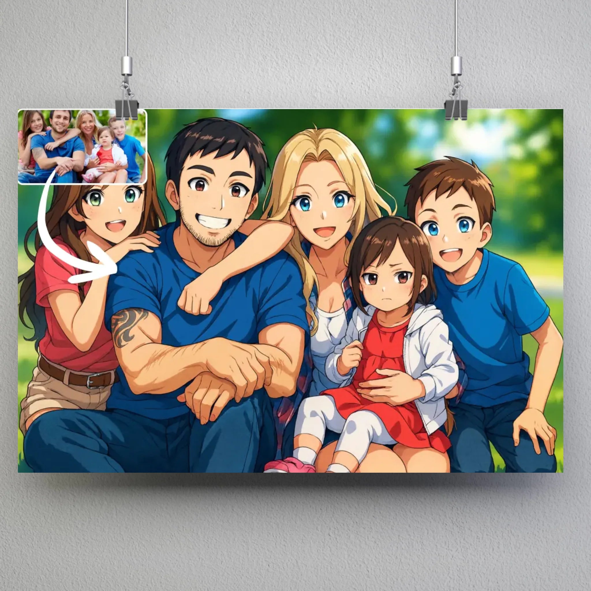 Portrait horizontal personnalisé style anime japonais manga Toile Unique