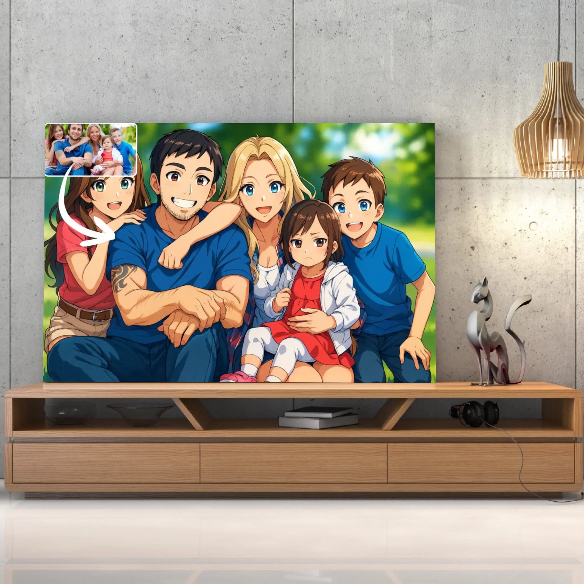 Portrait horizontal personnalisé style anime japonais manga Toile Unique