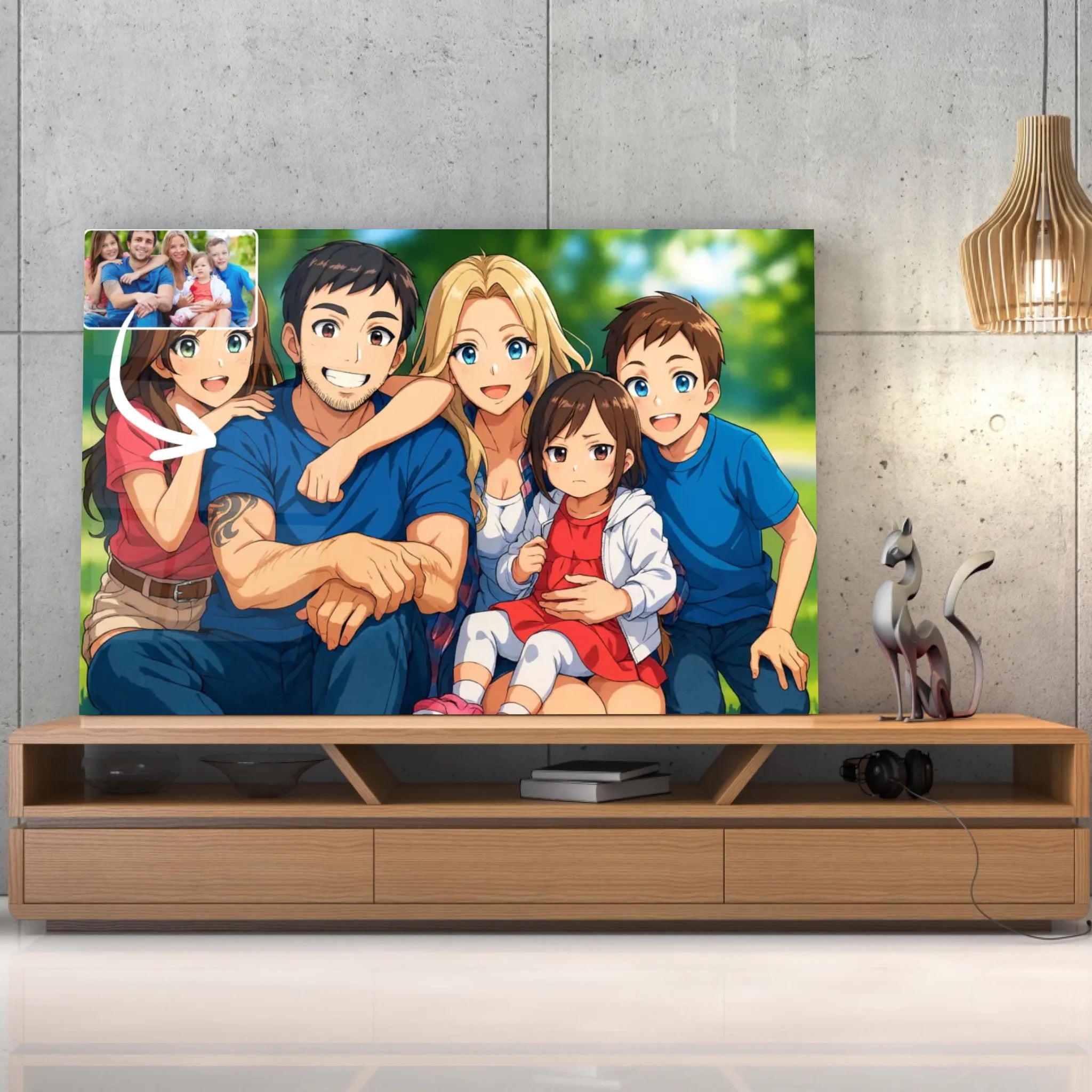 Portrait horizontal personnalisé style anime japonais manga Toile Unique