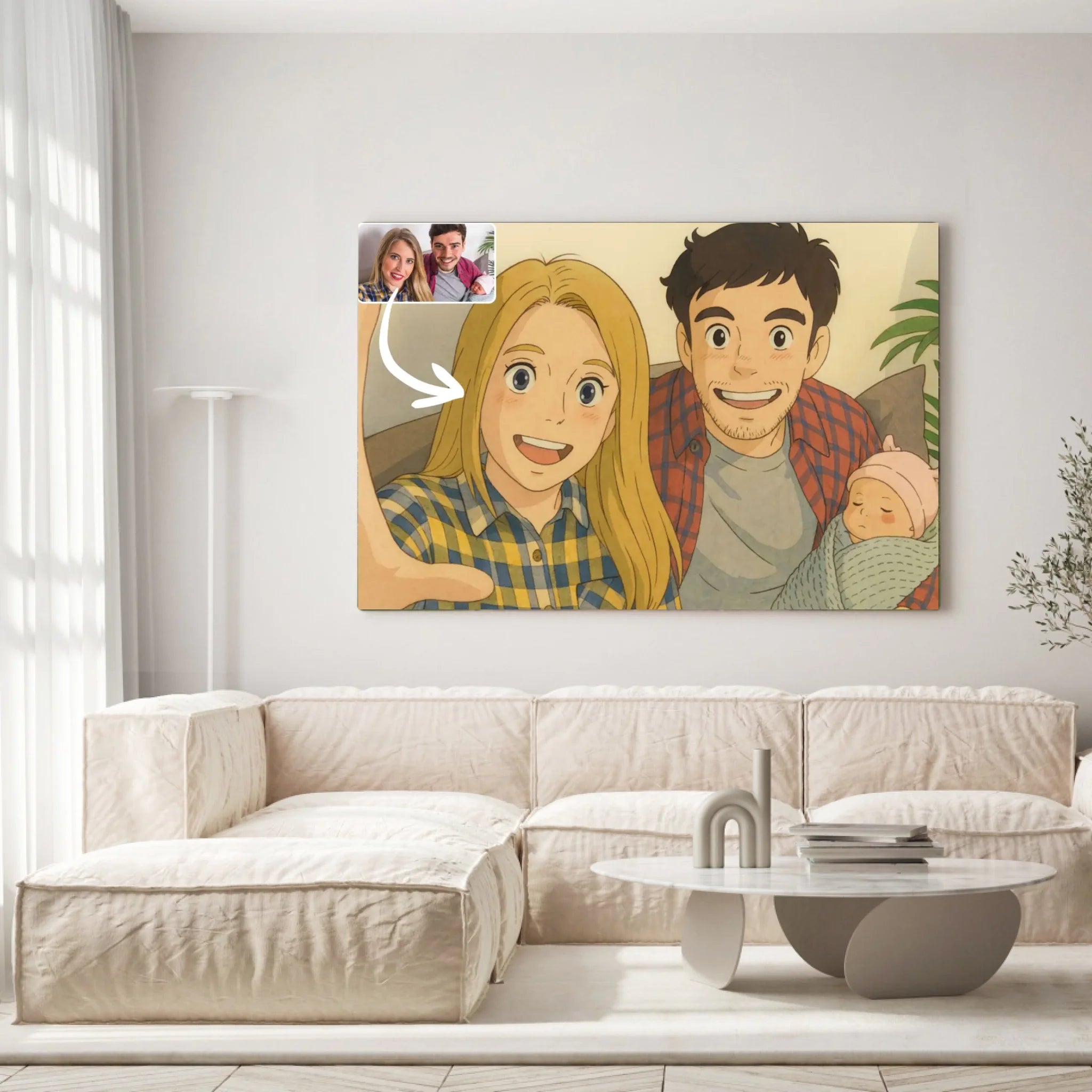 Portrait horizontal personnalisé style anime japonais Ghibli Toile Unique