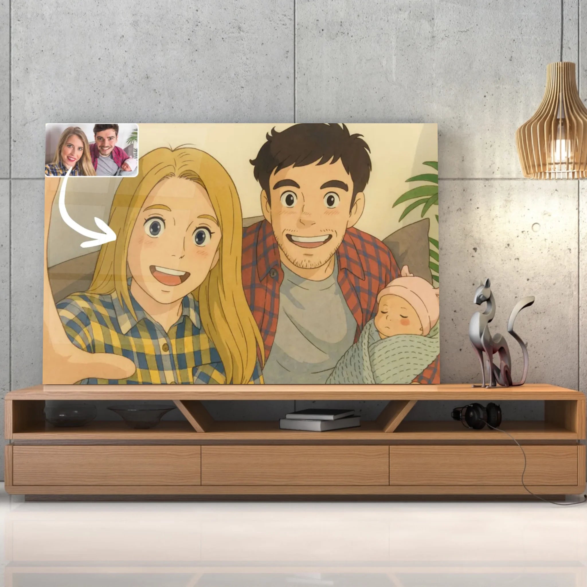 Portrait horizontal personnalisé style anime japonais Ghibli Toile Unique