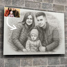 Portrait horizontal personnalisé effet dessin au crayon graphite Toile Unique