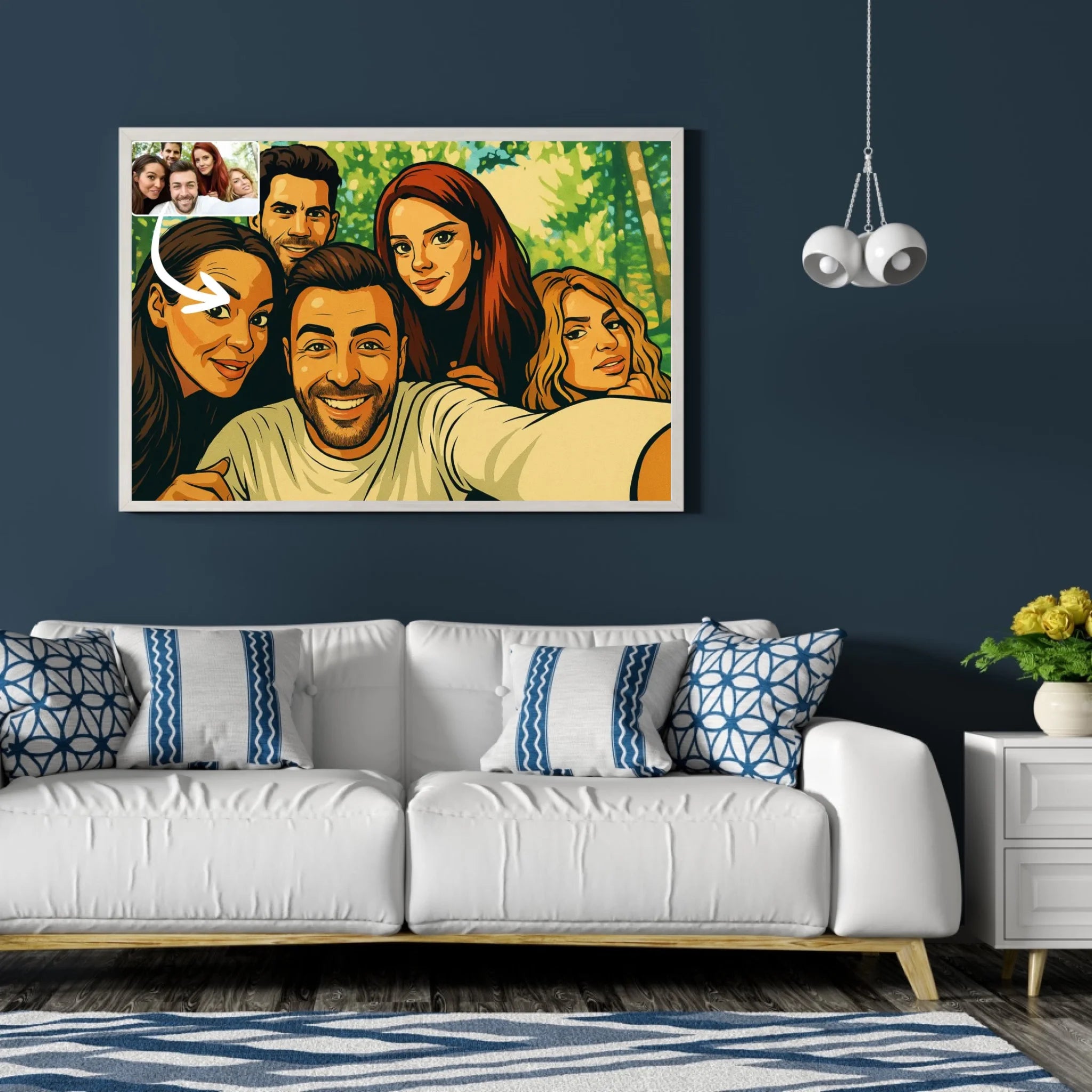 Portrait horizontal personnalisé effet cartoon type GTA Toile Unique