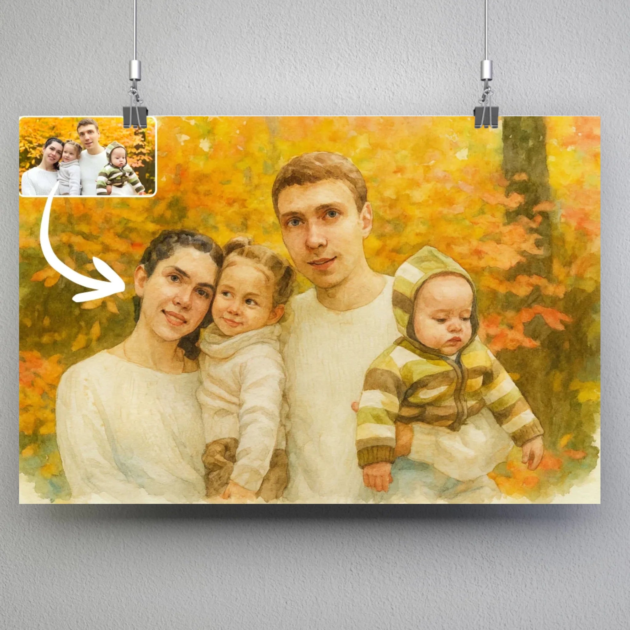 Portrait horizontal personnalisé effet peinture aquarelle Toile Unique