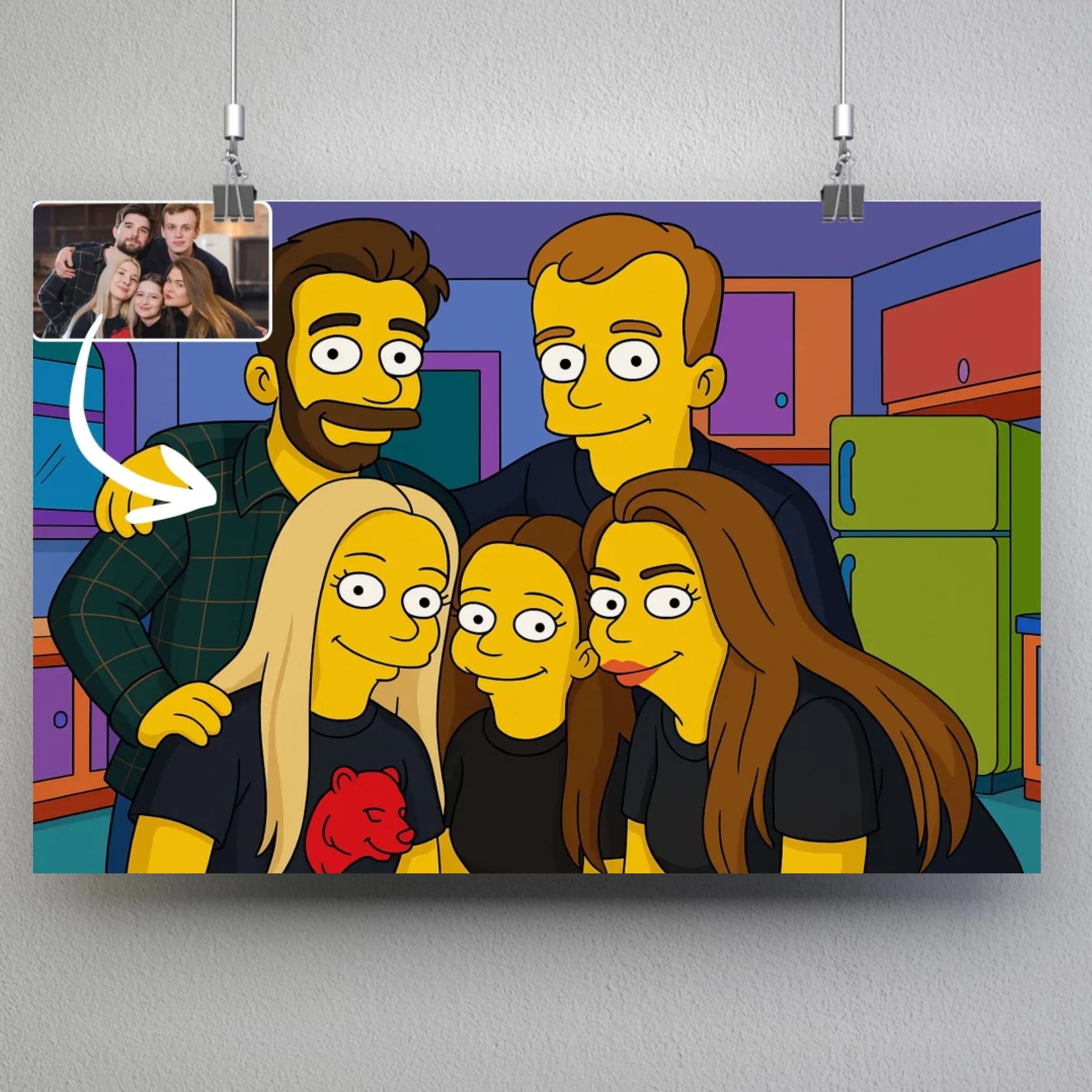 Portrait horizontal personnalisé style Simpsons Toile Unique