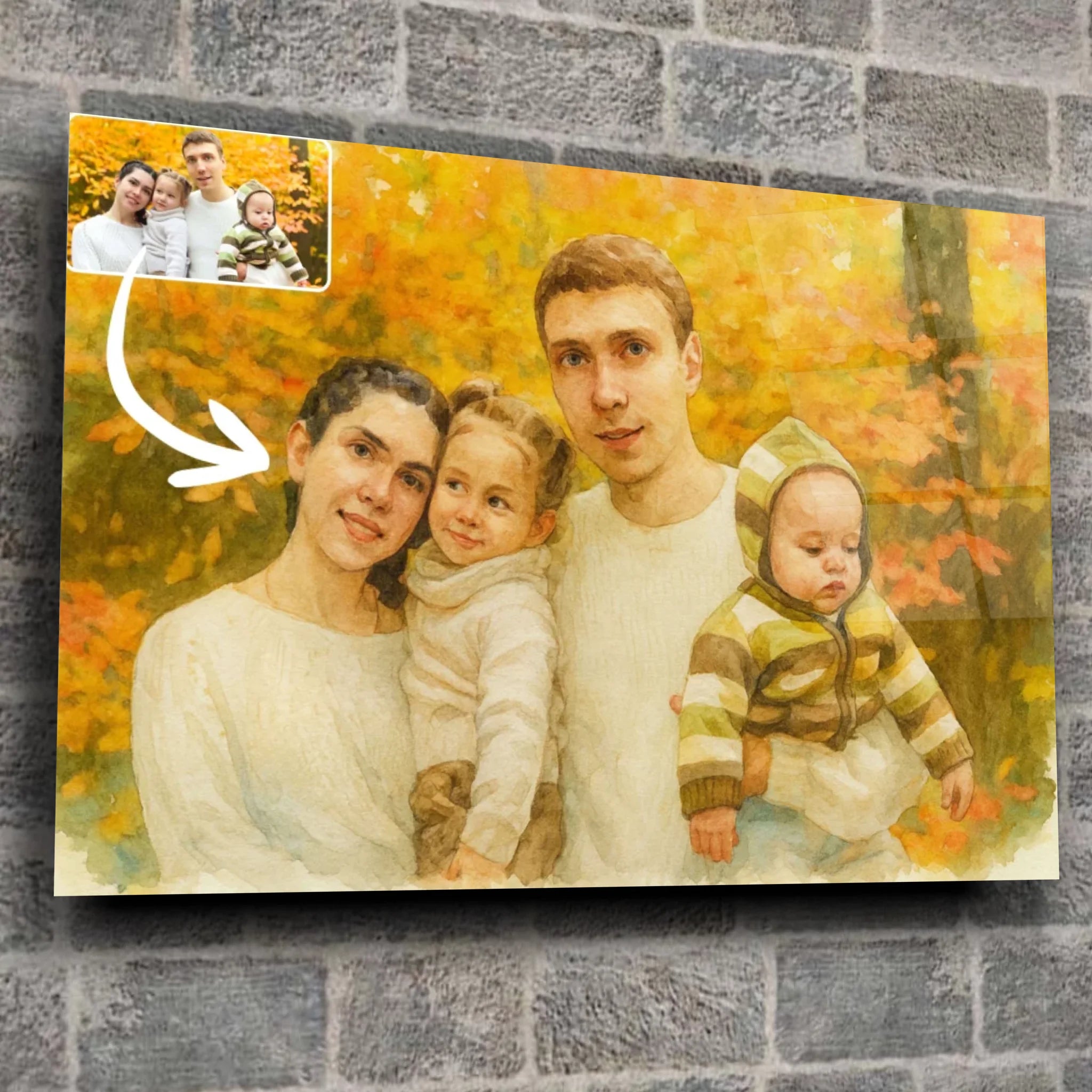 Portrait horizontal personnalisé effet peinture aquarelle Toile Unique