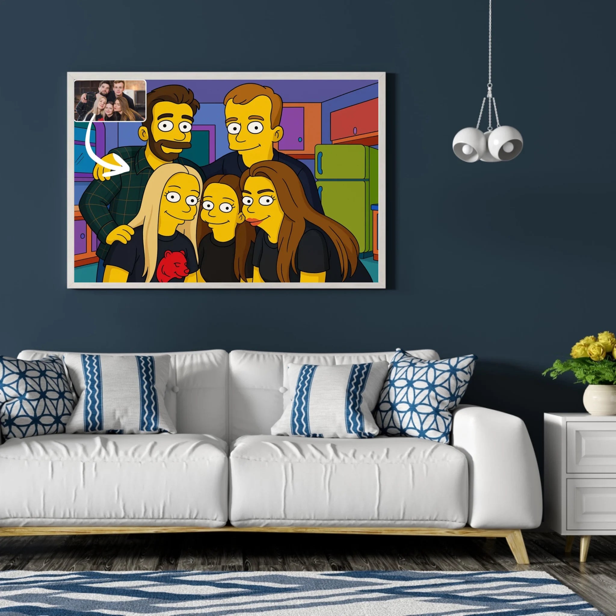 Portrait horizontal personnalisé style Simpsons Toile Unique