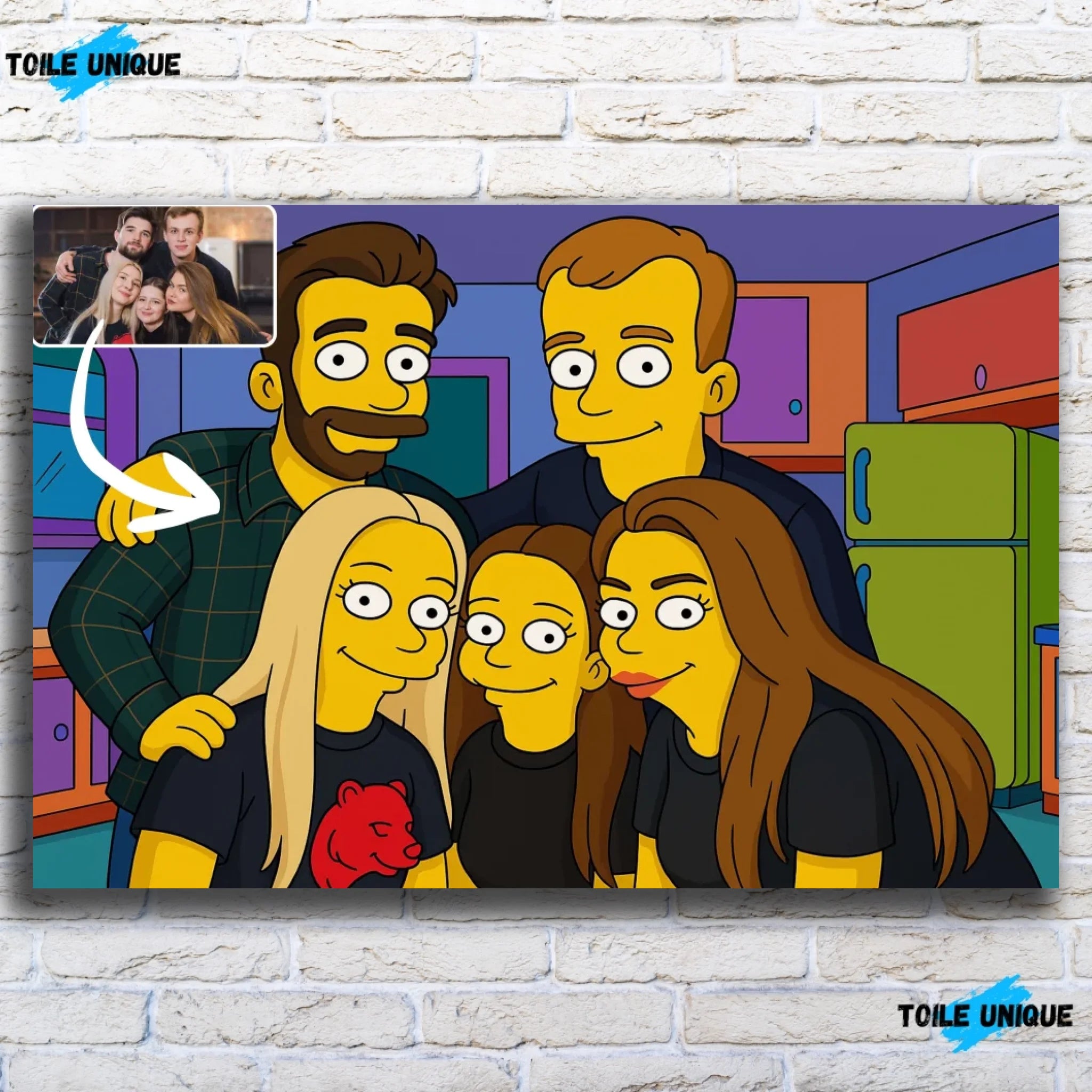 Portrait horizontal personnalisé style Simpsons Toile Unique