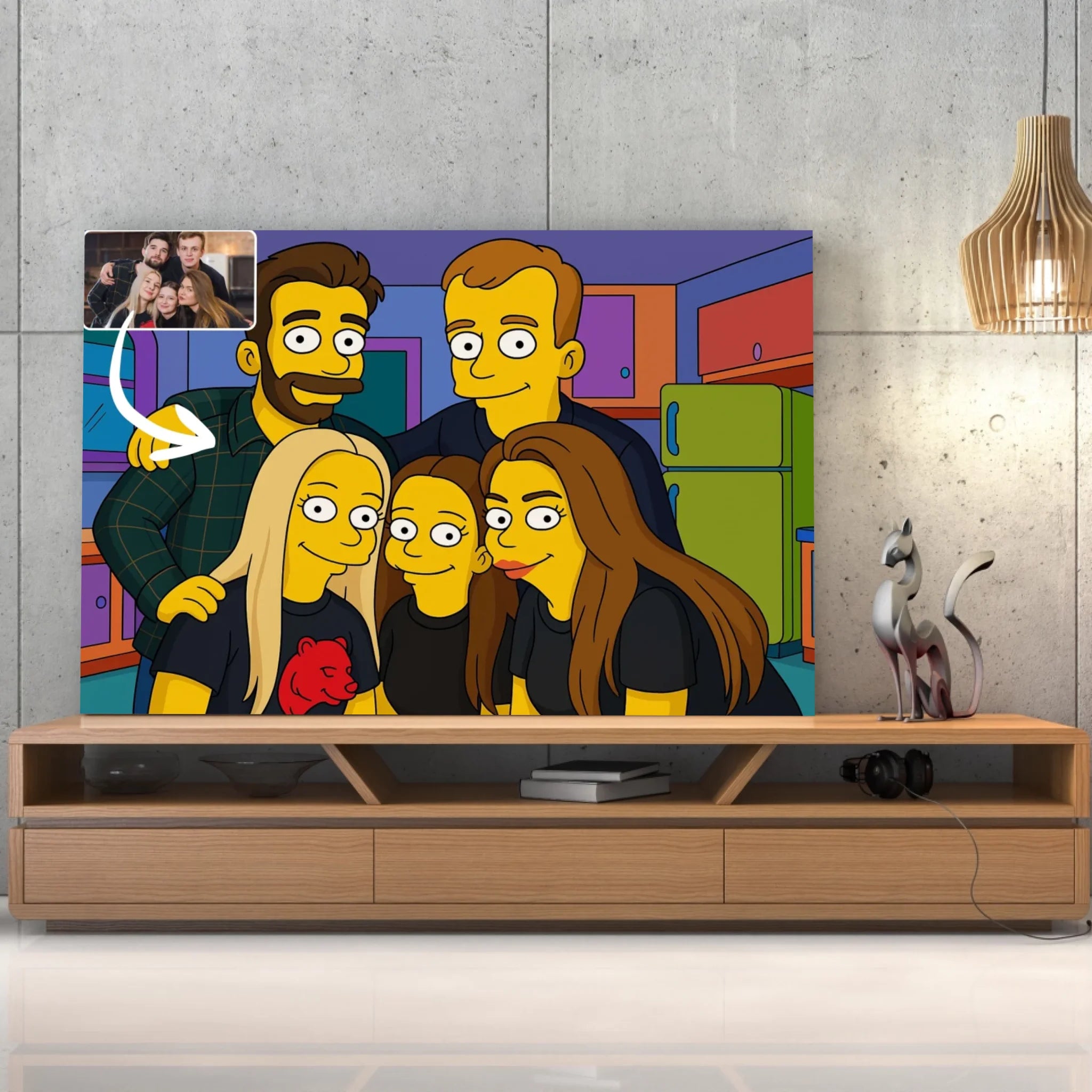 Portrait horizontal personnalisé style Simpson Toile Unique