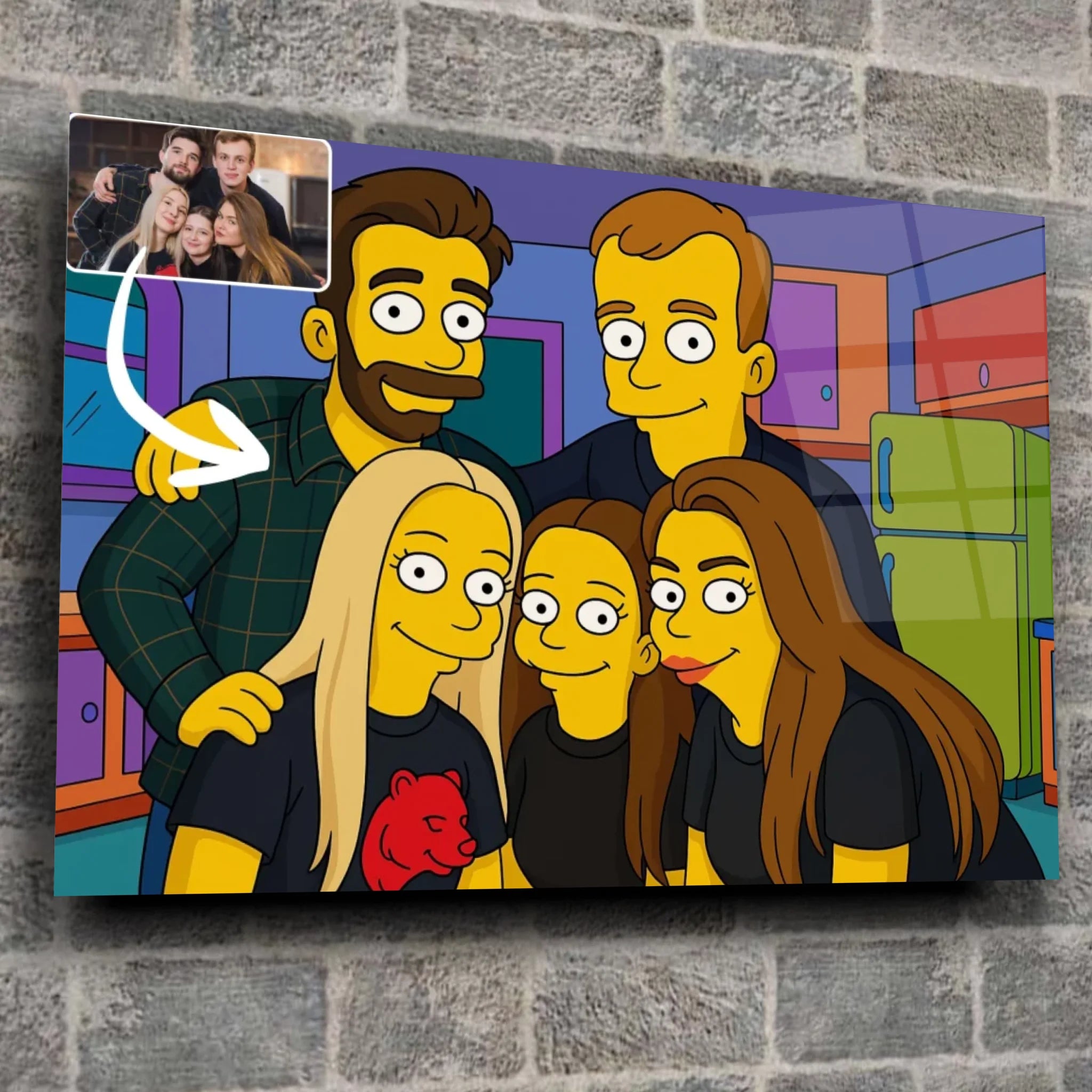 Portrait horizontal personnalisé style Simpson Toile Unique
