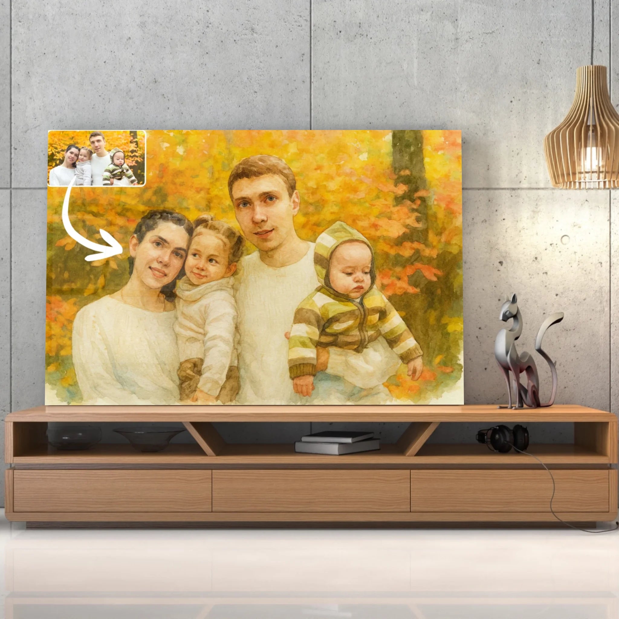 Portrait horizontal personnalisé effet peinture aquarelle Toile Unique