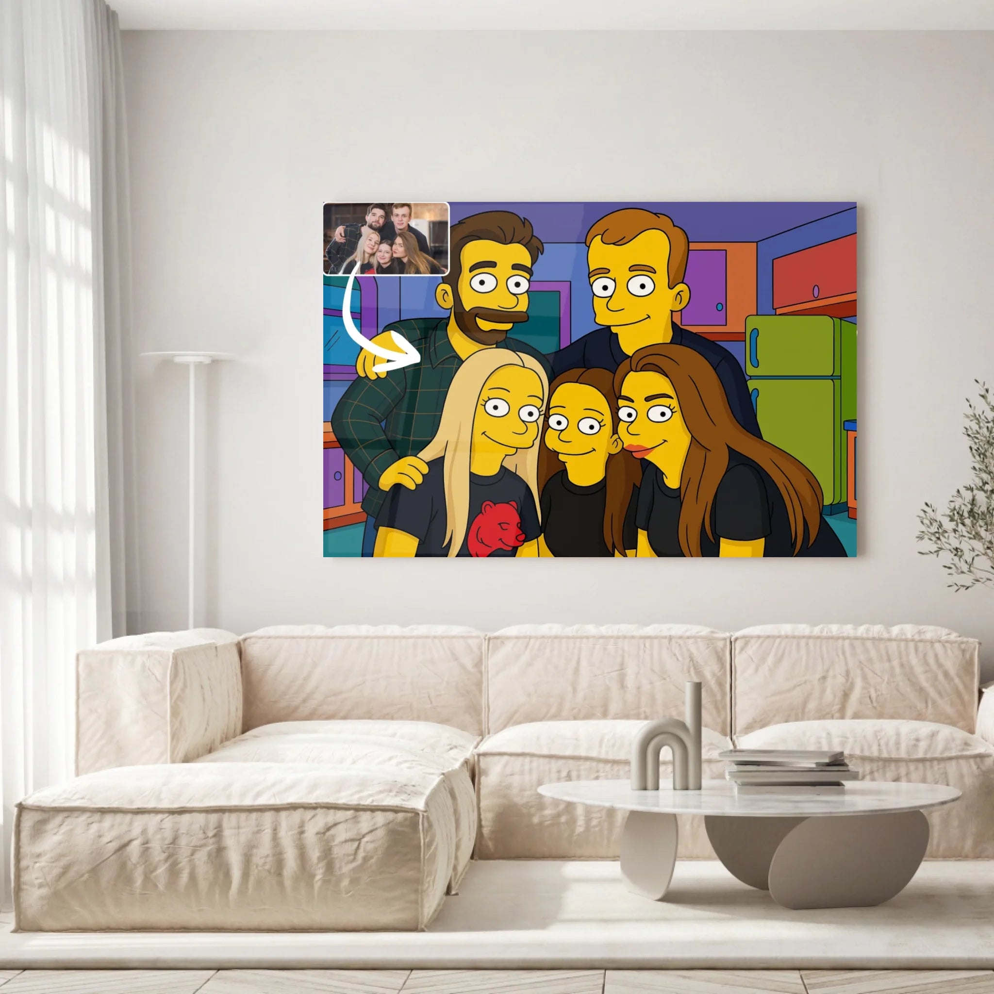 Portrait horizontal personnalisé style Simpsons Toile Unique