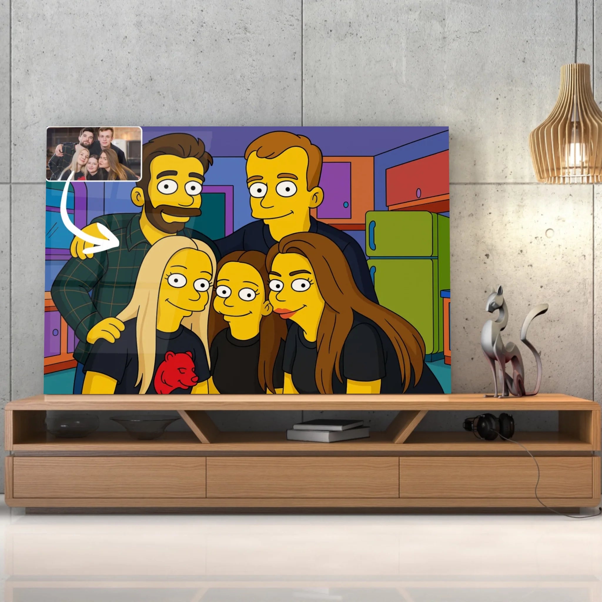 Portrait horizontal personnalisé style Simpsons Toile Unique