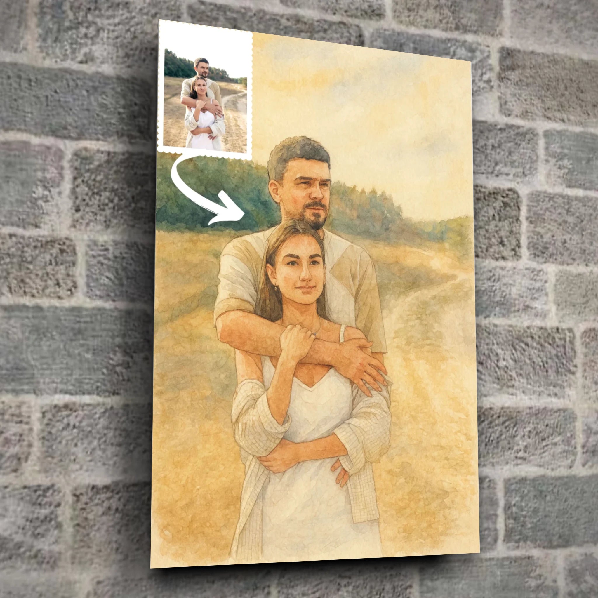 Portrait personnalisé effet peinture aquarelle Toile Unique