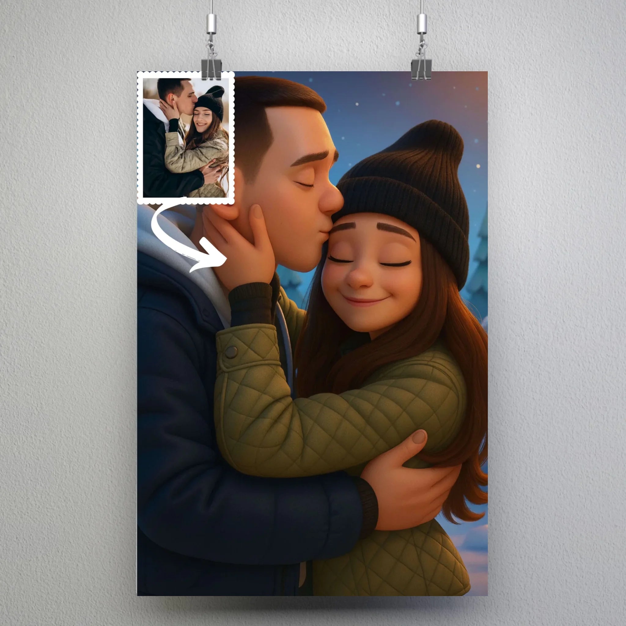 Portrait personnalisé style anime Pixar 3D Toile Unique