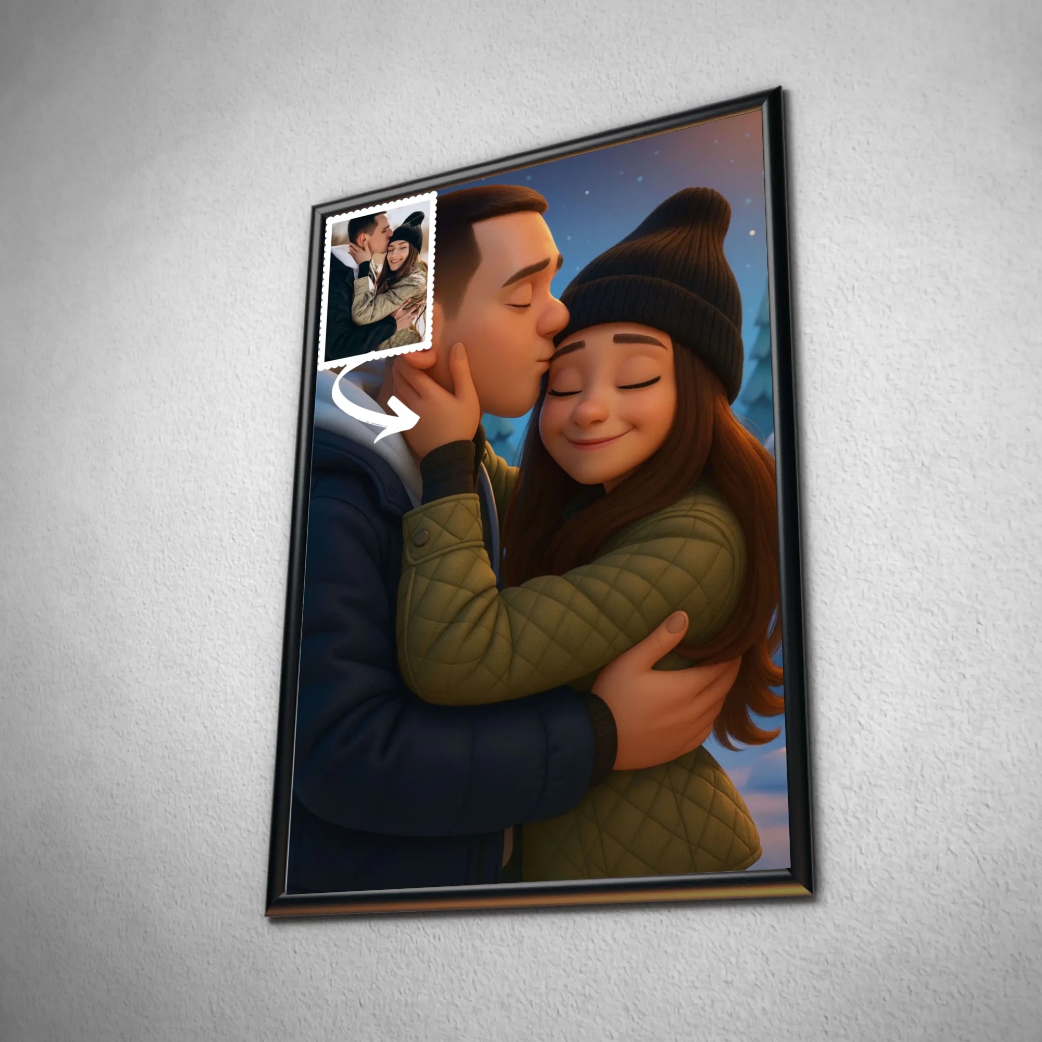 Portrait personnalisé style anime Pixar 3D Toile Unique