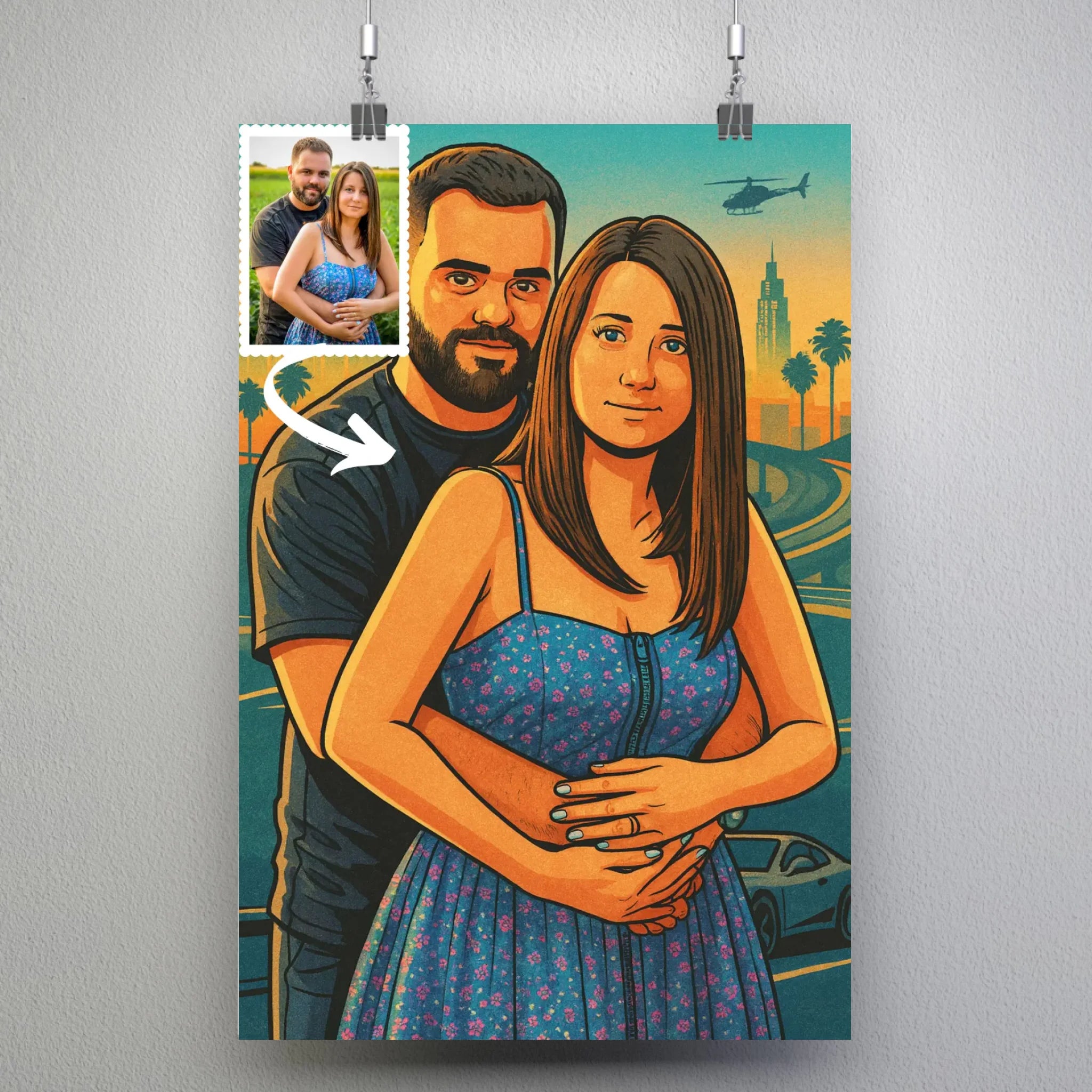 Portrait personnalisé effet cartoon type GTA Toile Unique