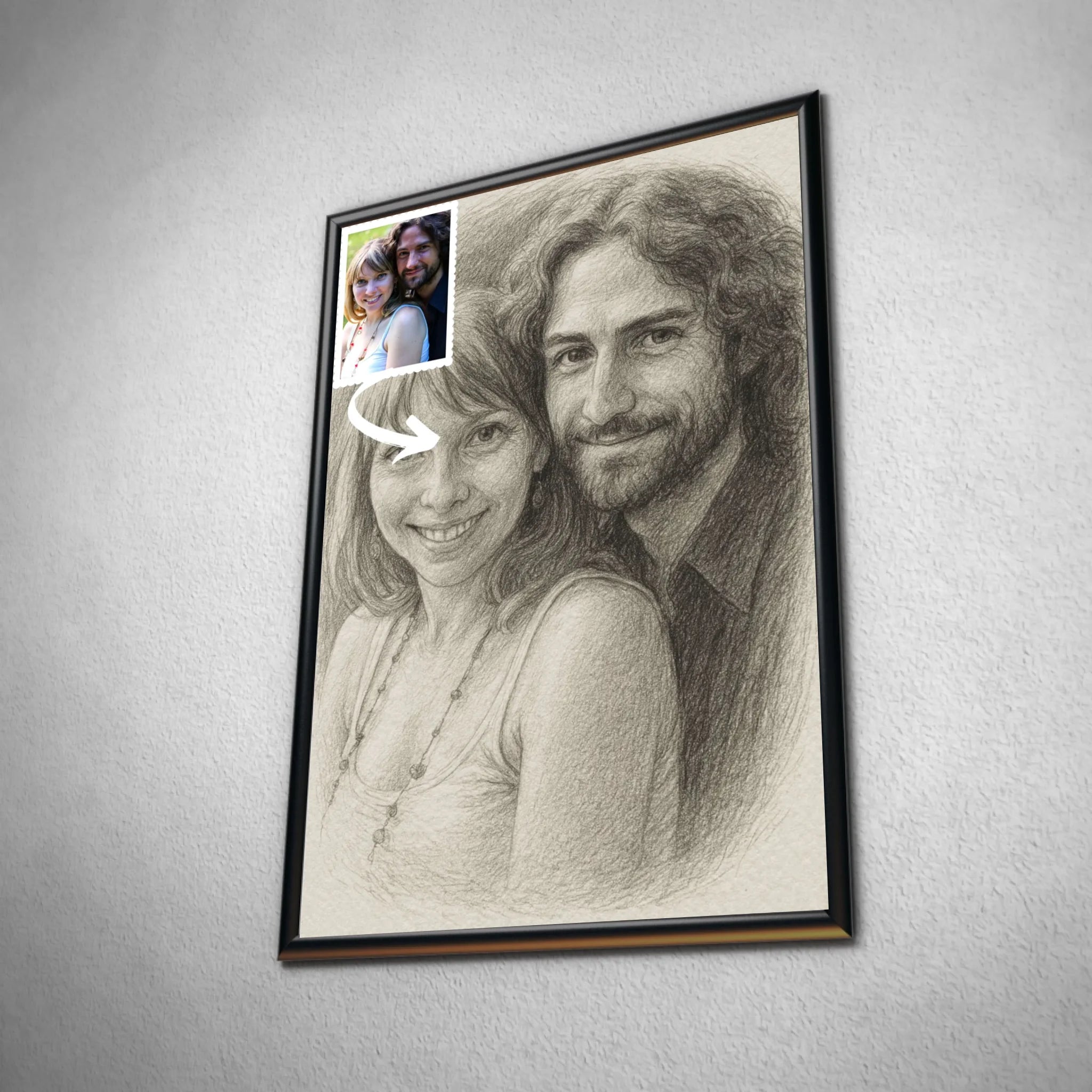 Portrait personnalisé effet dessin au crayon graphite Toile Unique