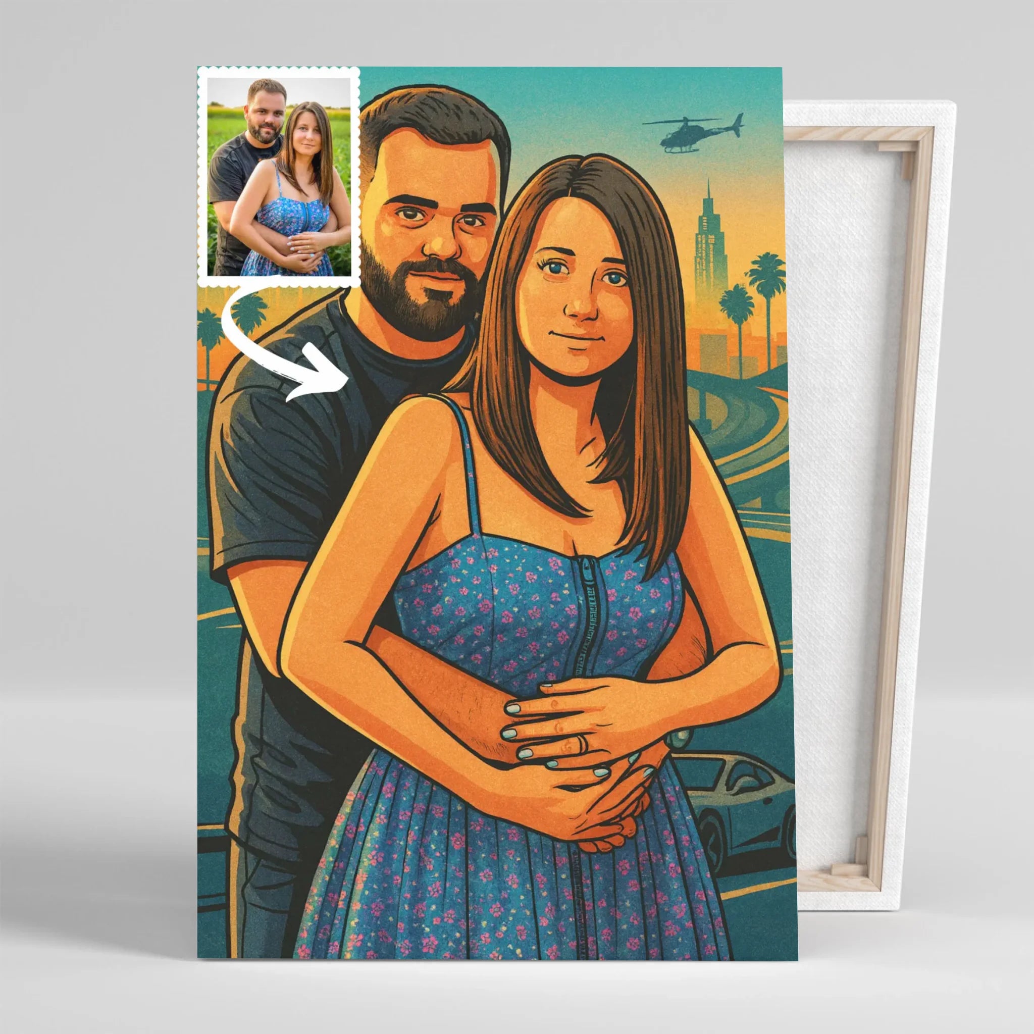 Portrait personnalisé effet cartoon type GTA Toile Unique