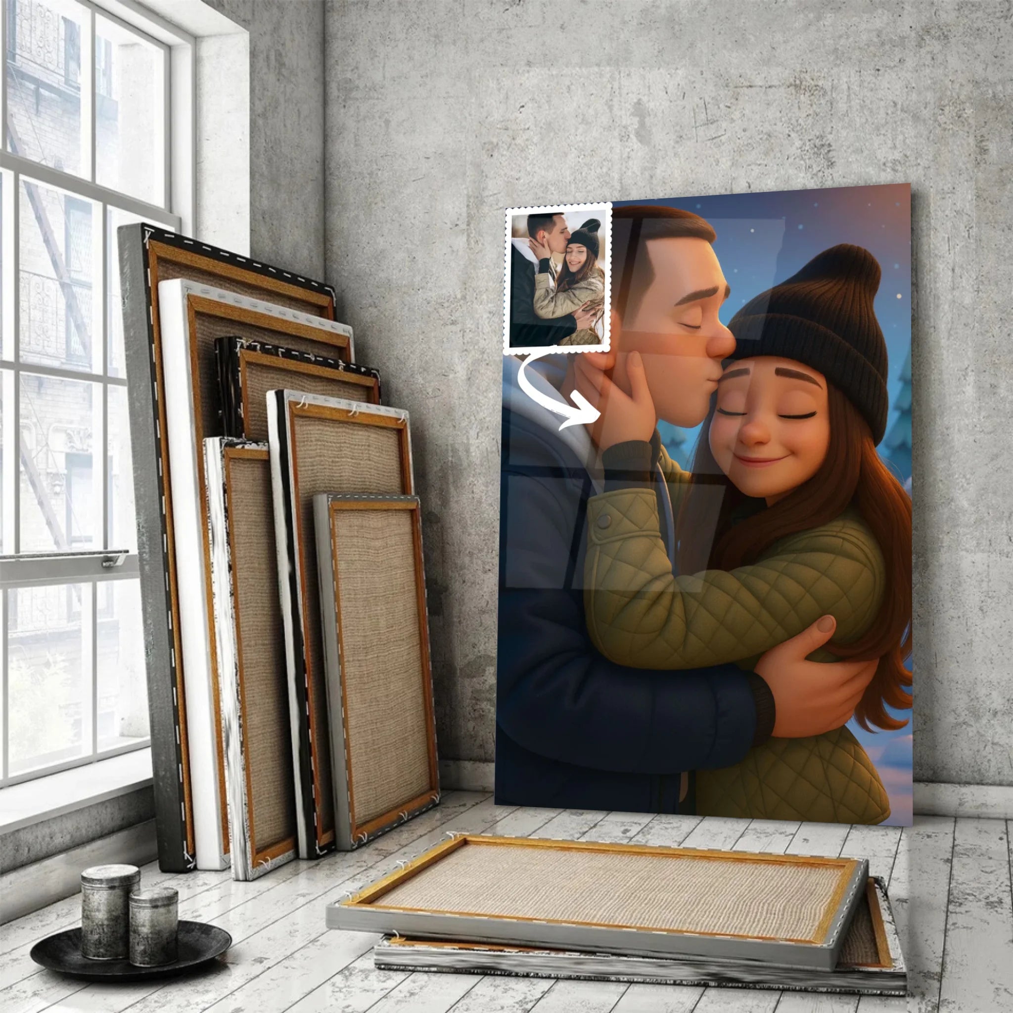 Portrait personnalisé style anime Pixar 3D Toile Unique