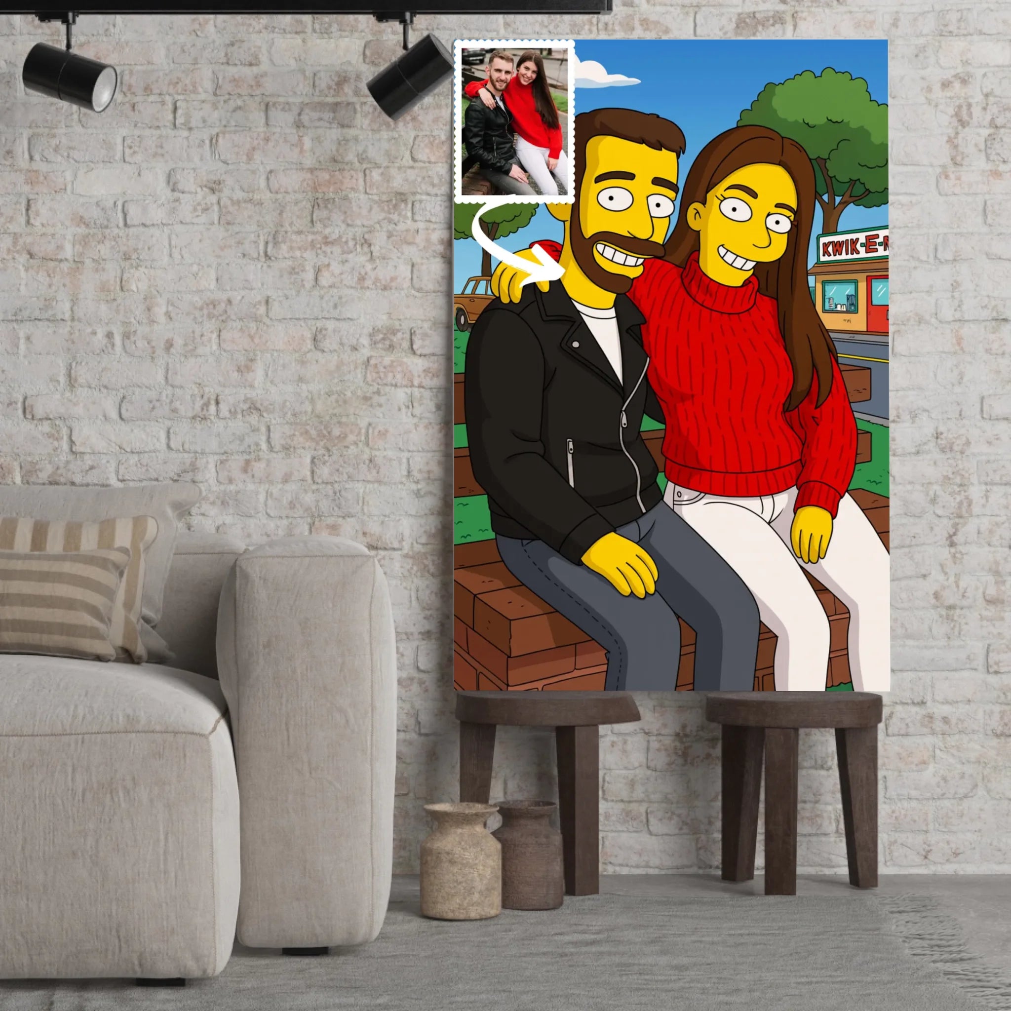 Portrait personnalisé style Simpsons Toile Unique