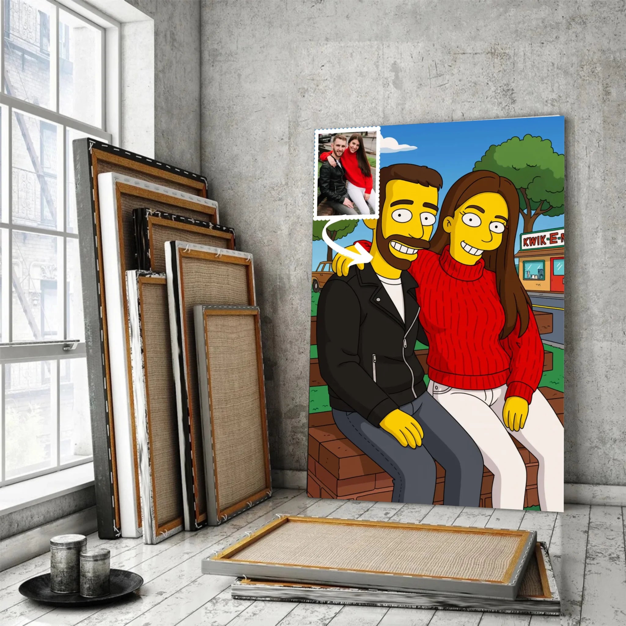 Portrait personnalisé style Simpsons Toile Unique