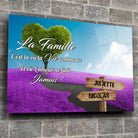 Tableau prénoms - Arbre cœur et champ violet Toile Unique.fr