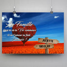 Tableau prénoms - arbre cœur (famille) Toile Unique.fr