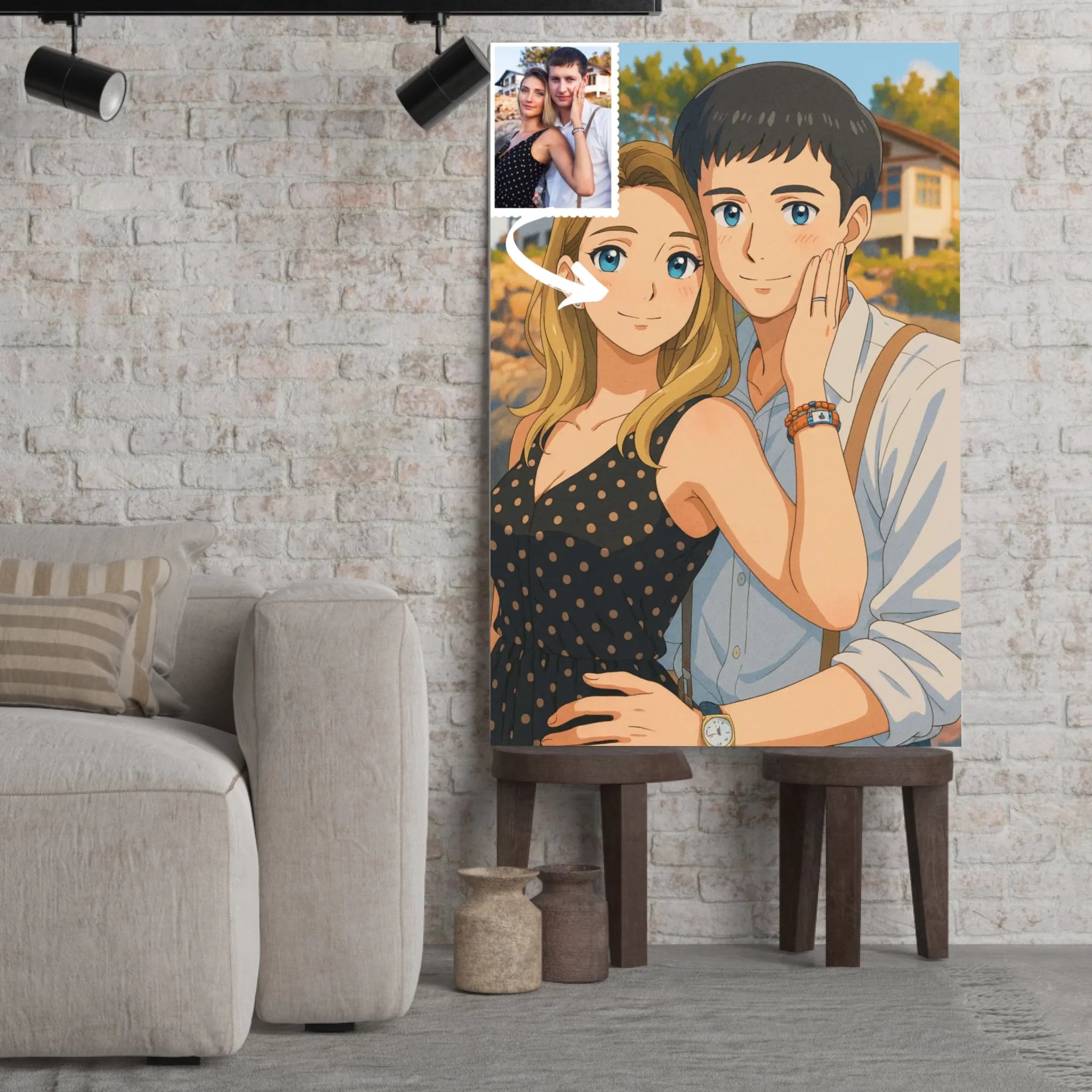 Portrait personnalisé style anime japonais manga Toile Unique