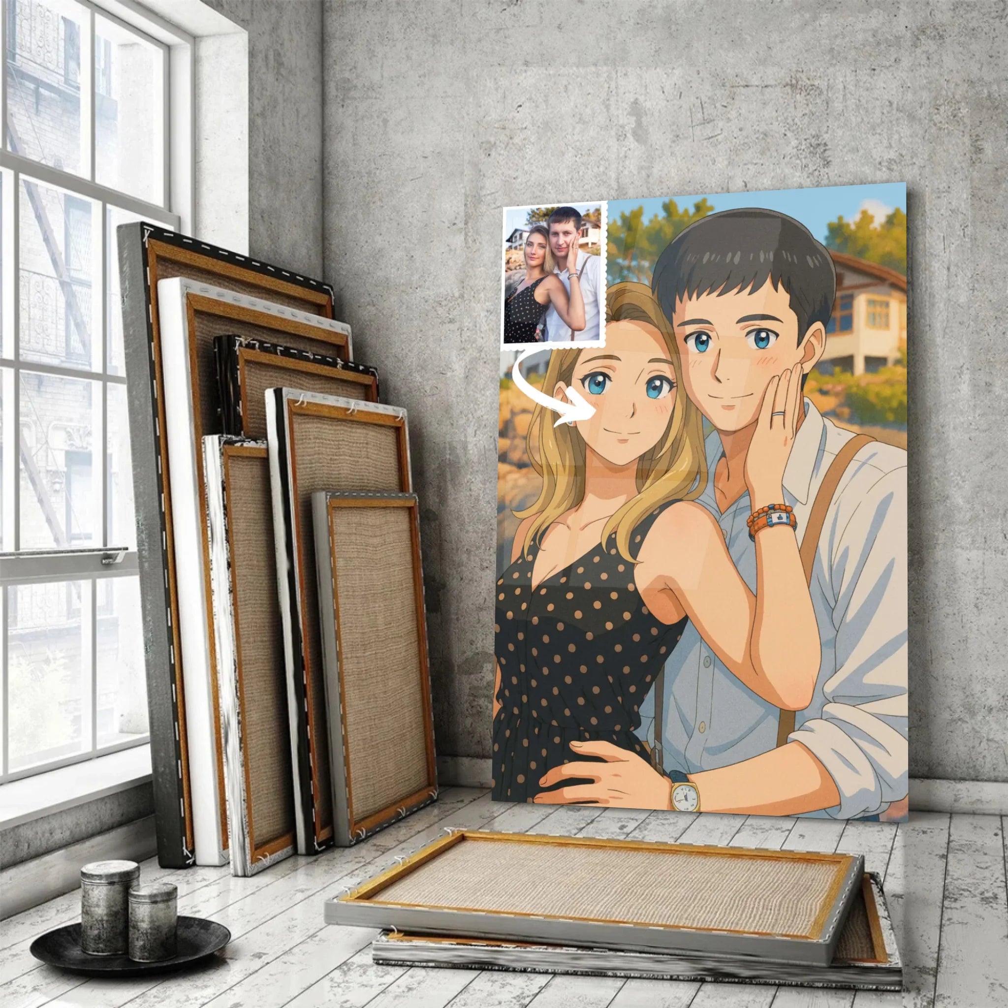 Portrait personnalisé style anime japonais manga Toile Unique