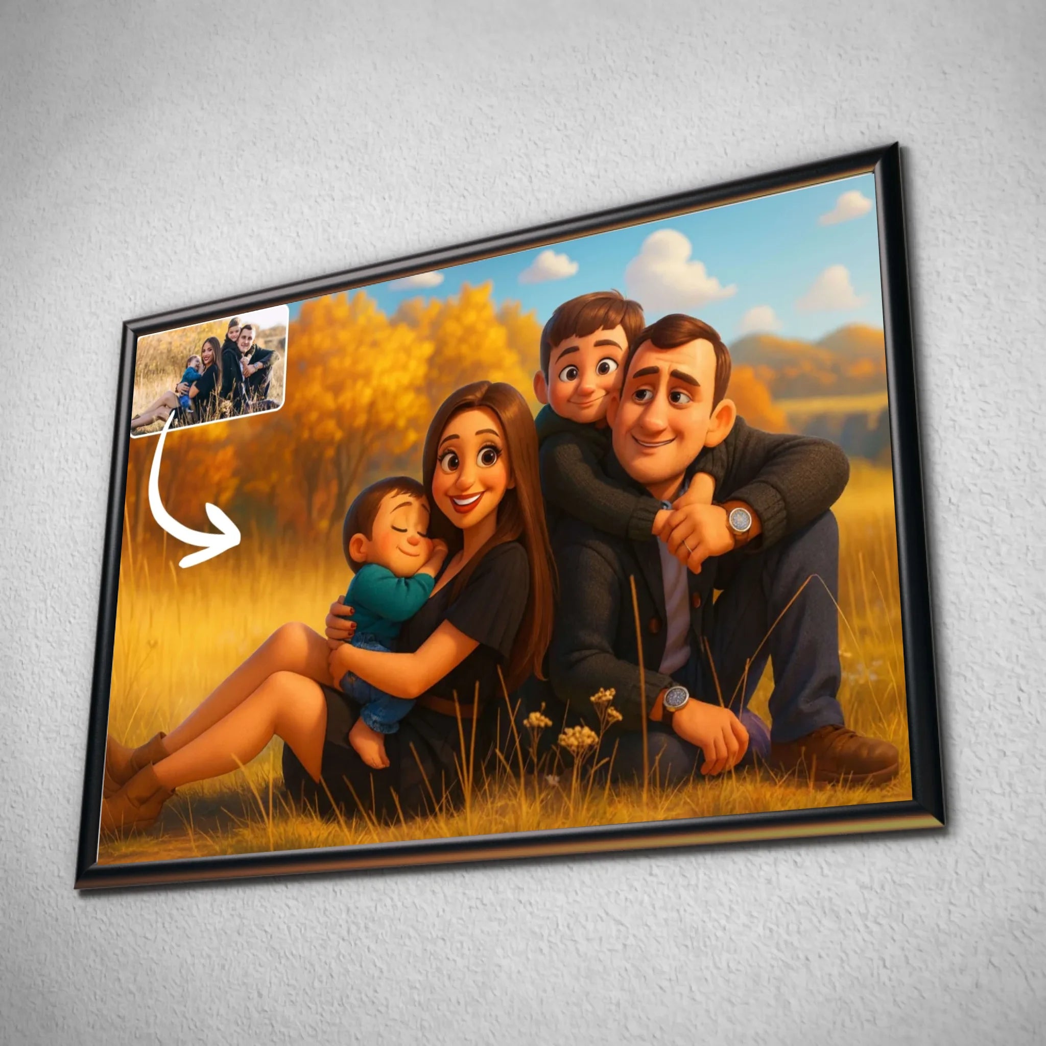 Portrait horizontal personnalisé style anime Pixar 3D Toile Unique