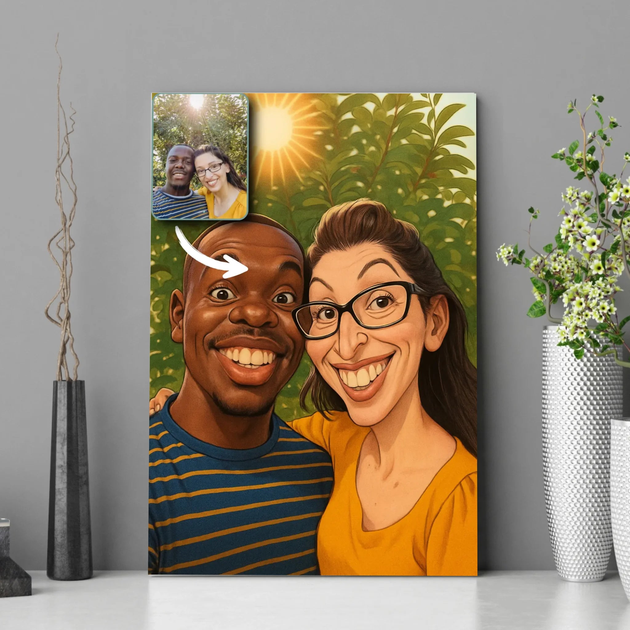 Portrait personnalisé style caricature Toile Unique