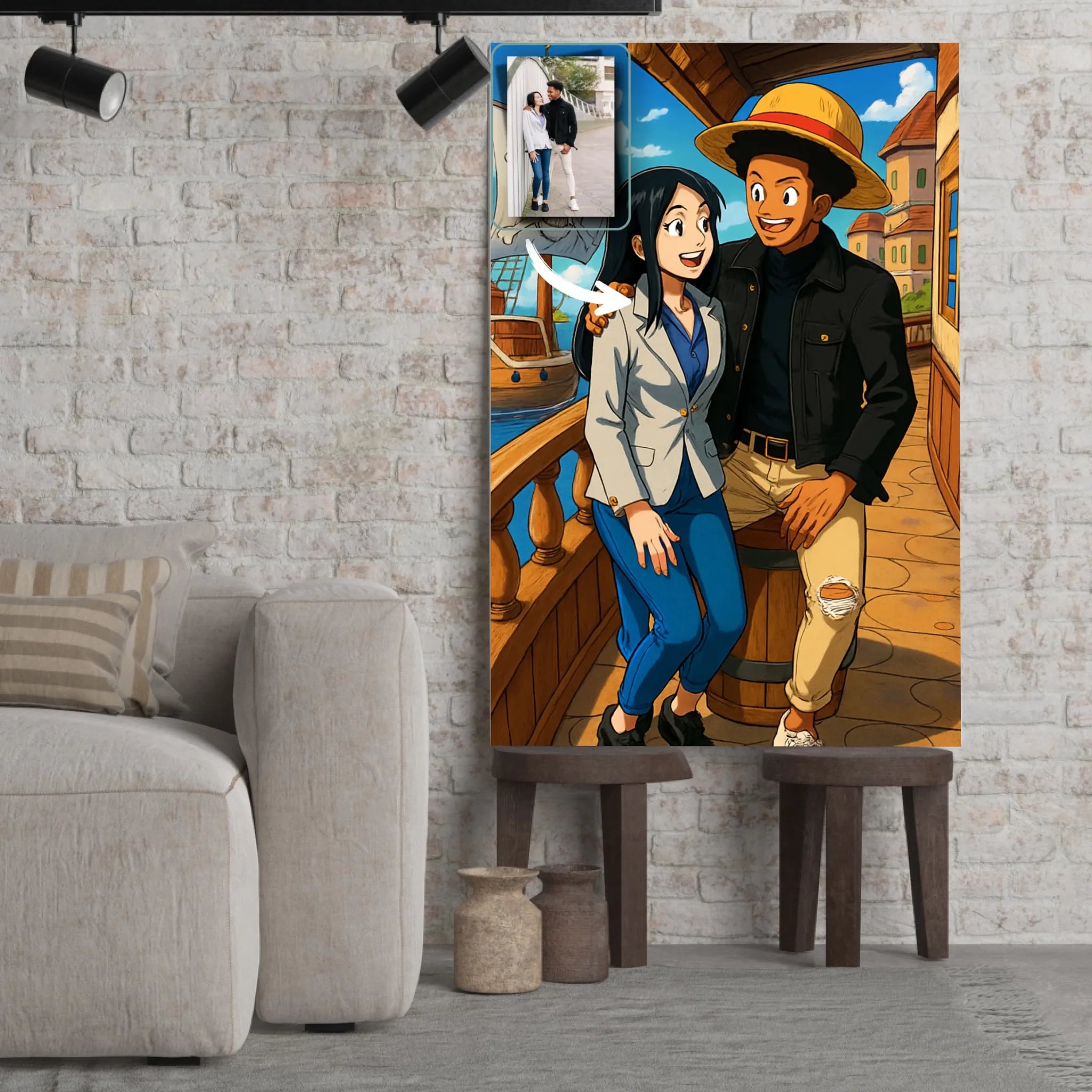 Portrait personnalisé style One Piece Toile Unique