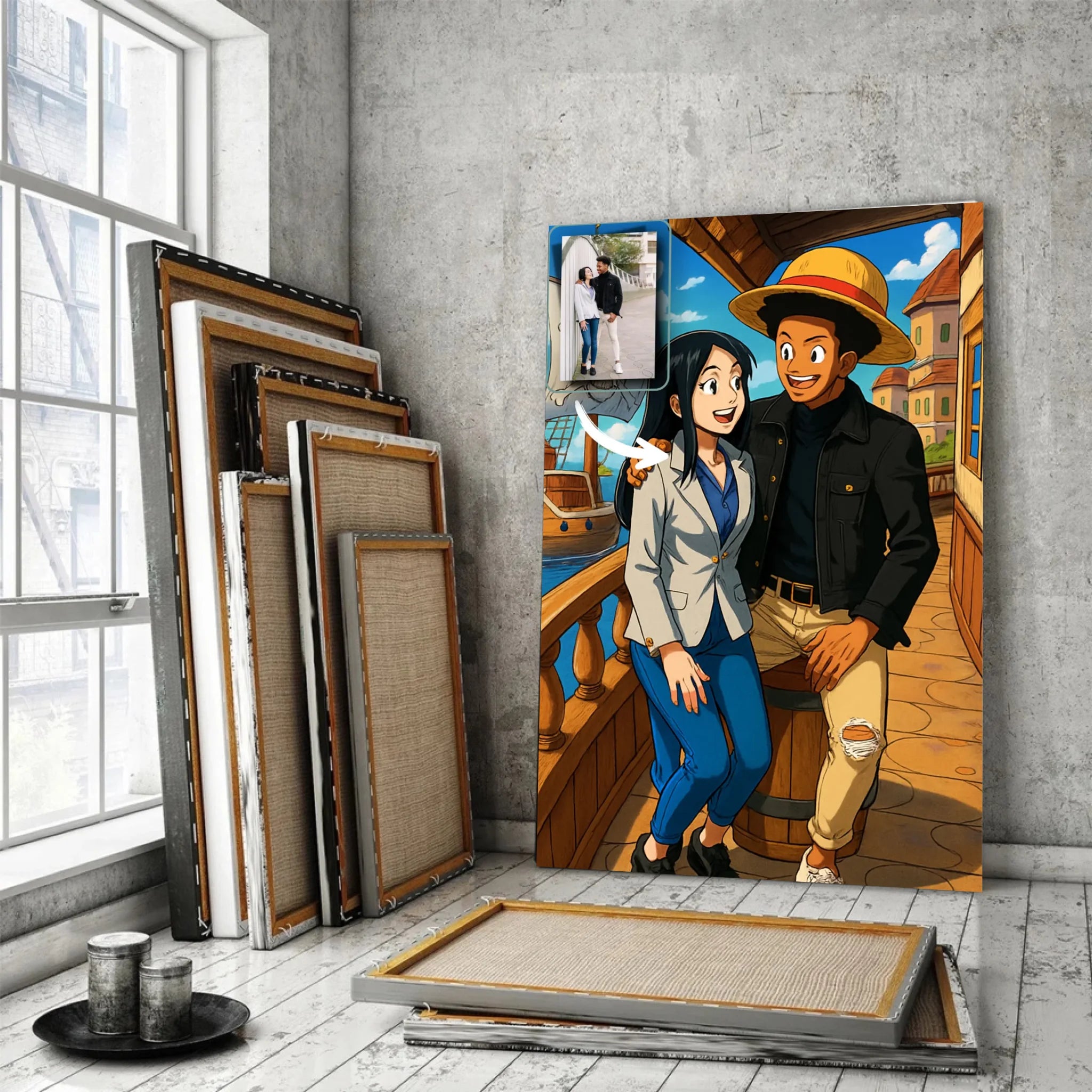 Portrait personnalisé style One Piece Toile Unique