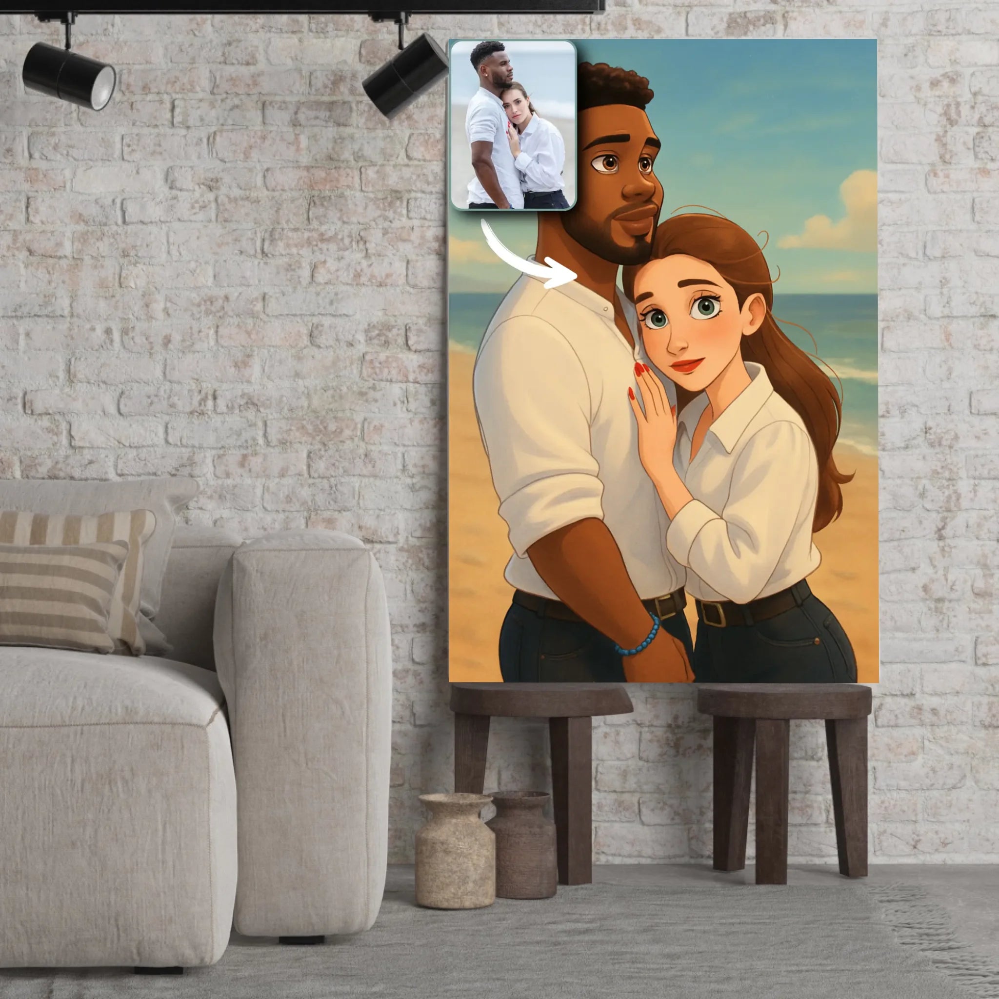 Portrait personnalisé style Disney Toile Unique