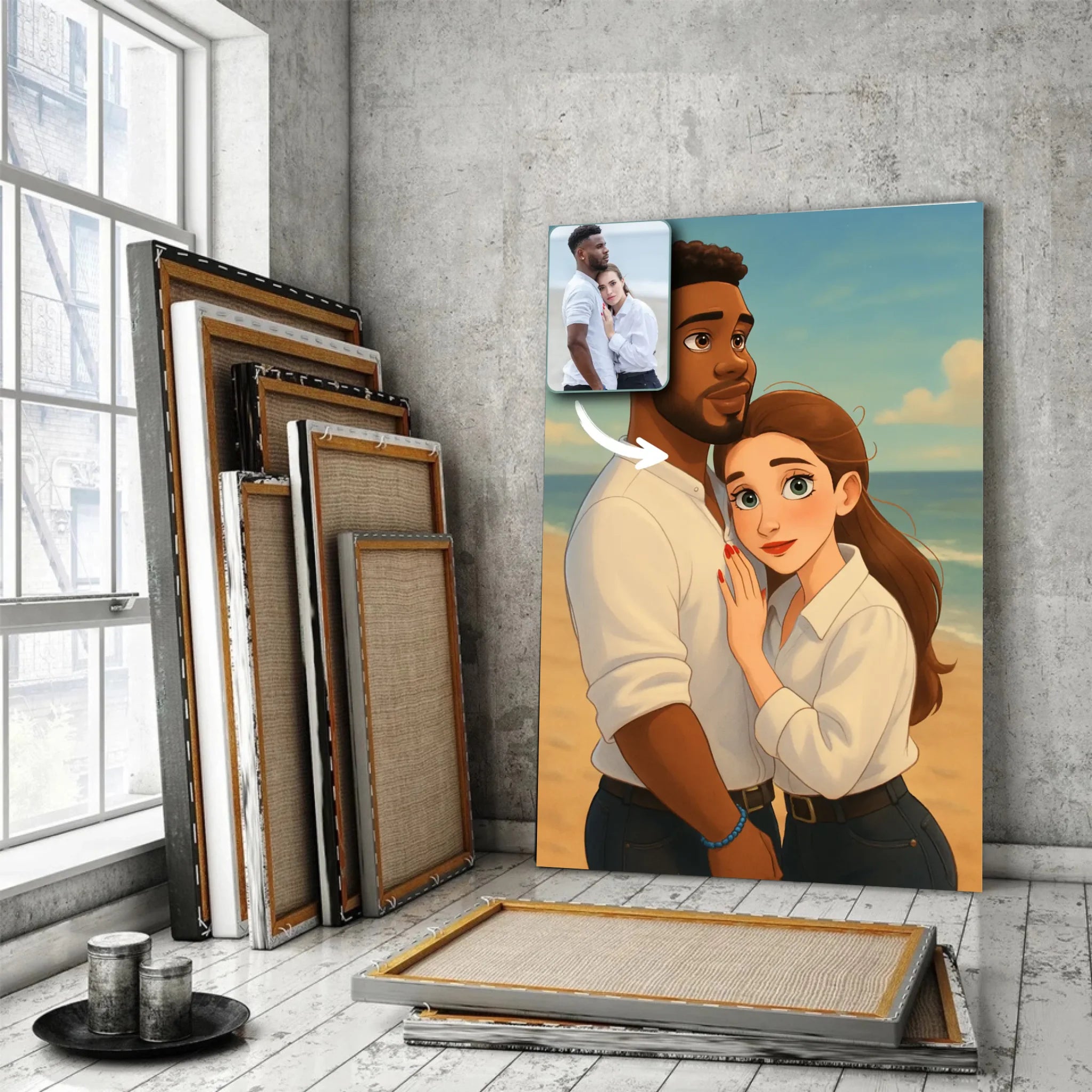 Portrait personnalisé style Disney Toile Unique