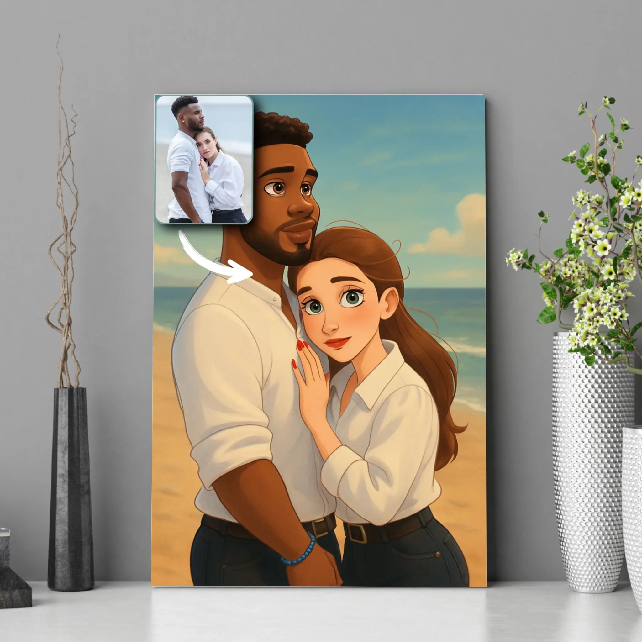 Portrait personnalisé style Disney Toile Unique