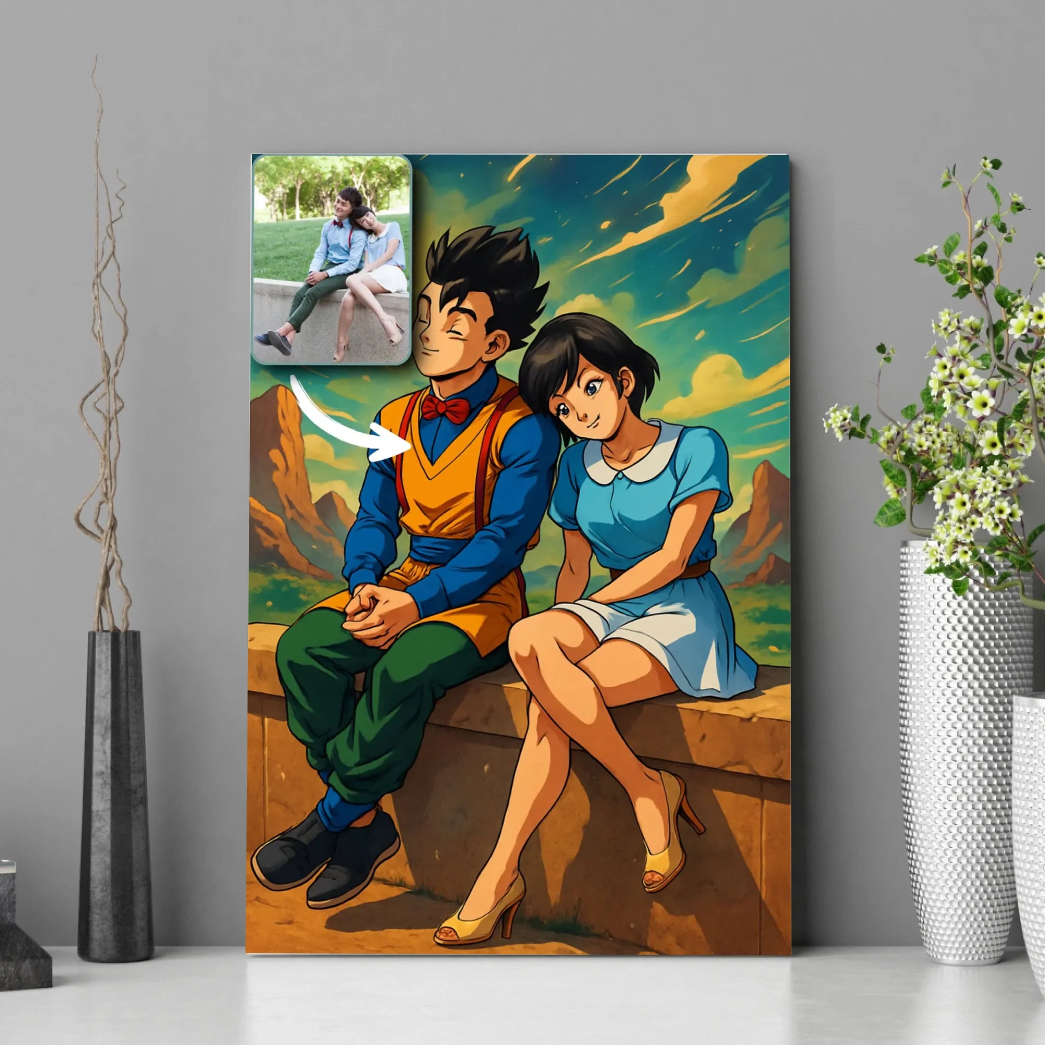 Portrait personnalisé style Dragon Ball Toile Unique