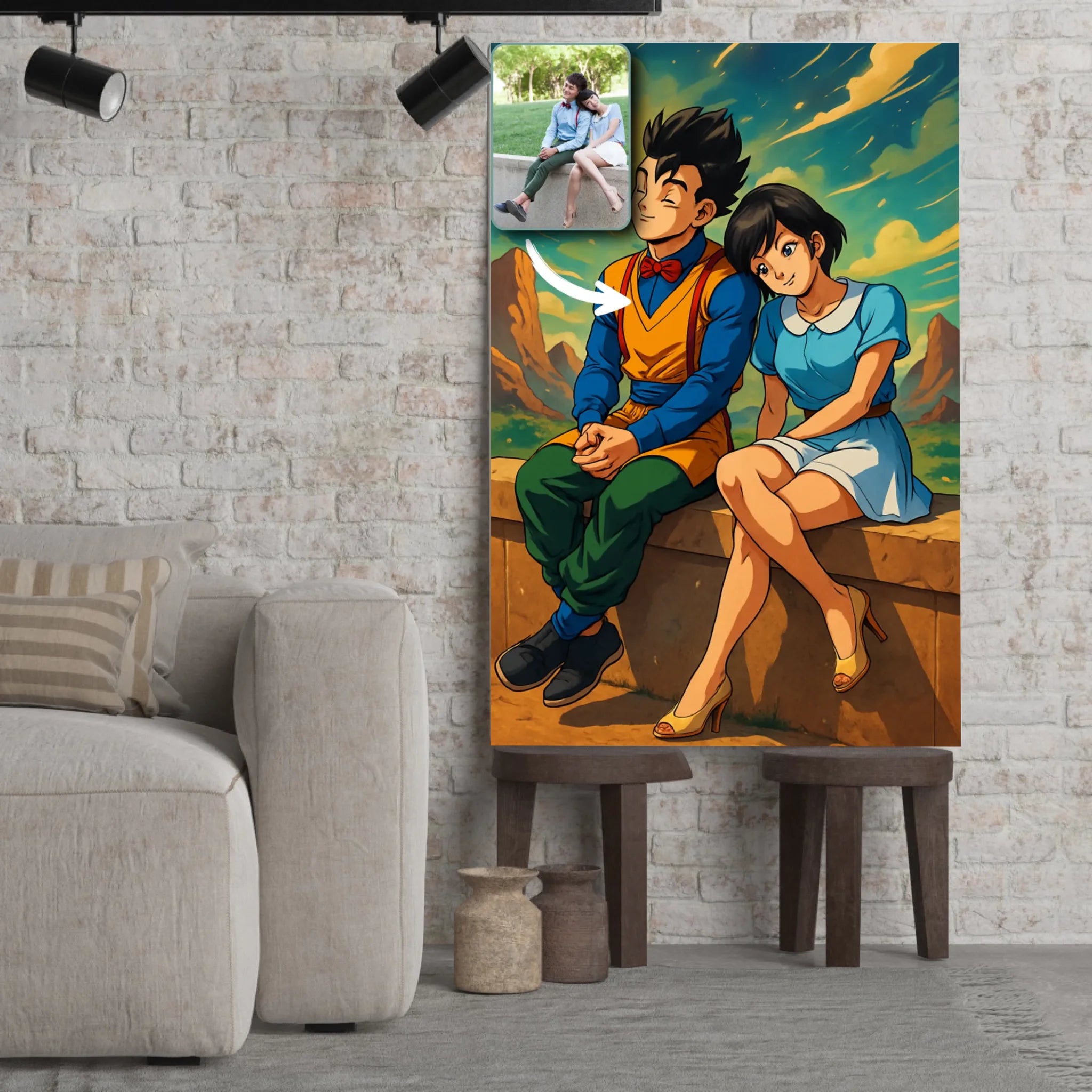 Portrait personnalisé style Dragon Ball Toile Unique