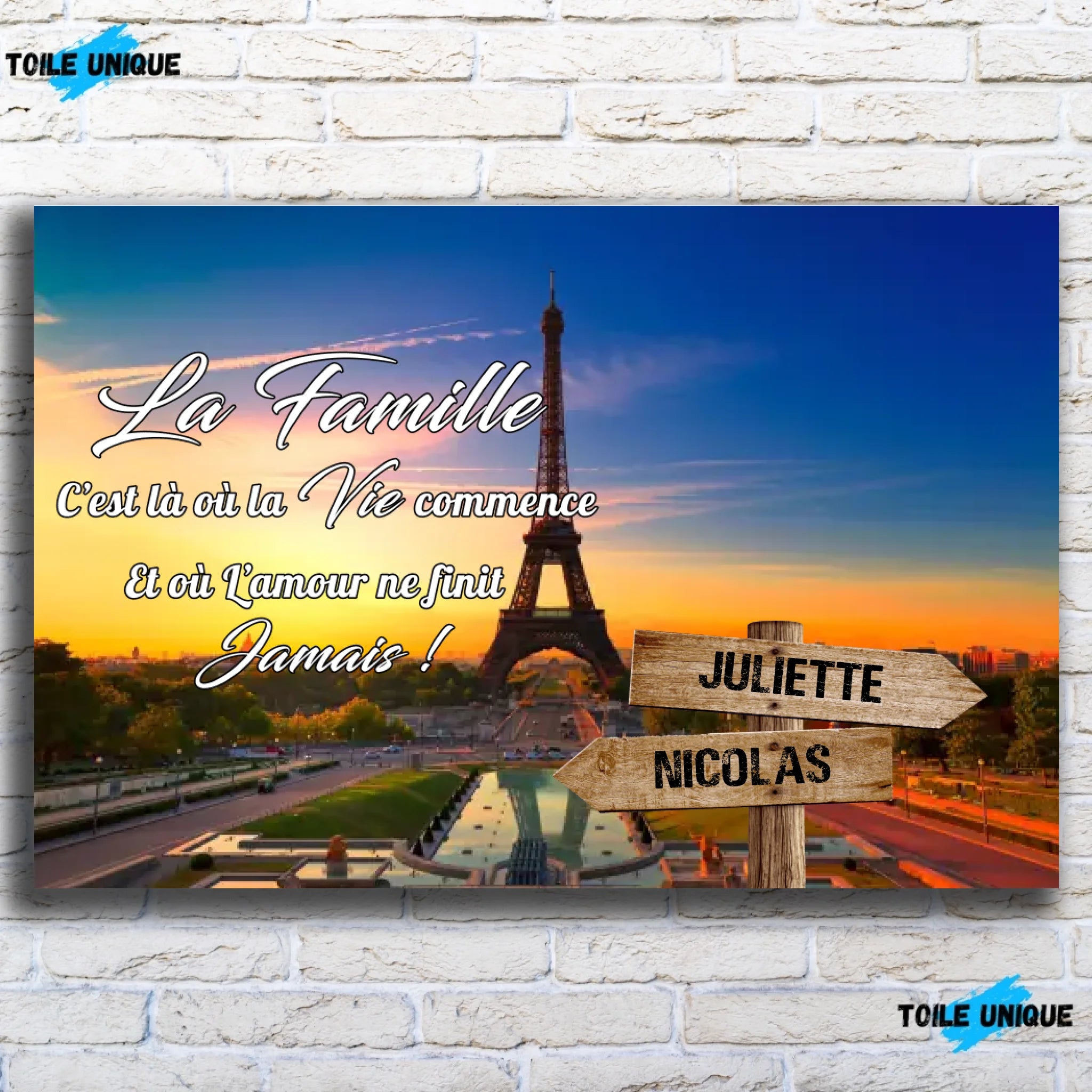 Tableau prénoms - Tour Eiffel de Paris Toile Unique.fr