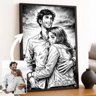 portrait-personnalise-manga-retro-noir-et-blanc Toile Unique
