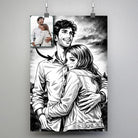 portrait-personnalise-manga-retro-noir-et-blanc Toile Unique