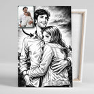 portrait-personnalise-manga-retro-noir-et-blanc Toile Unique